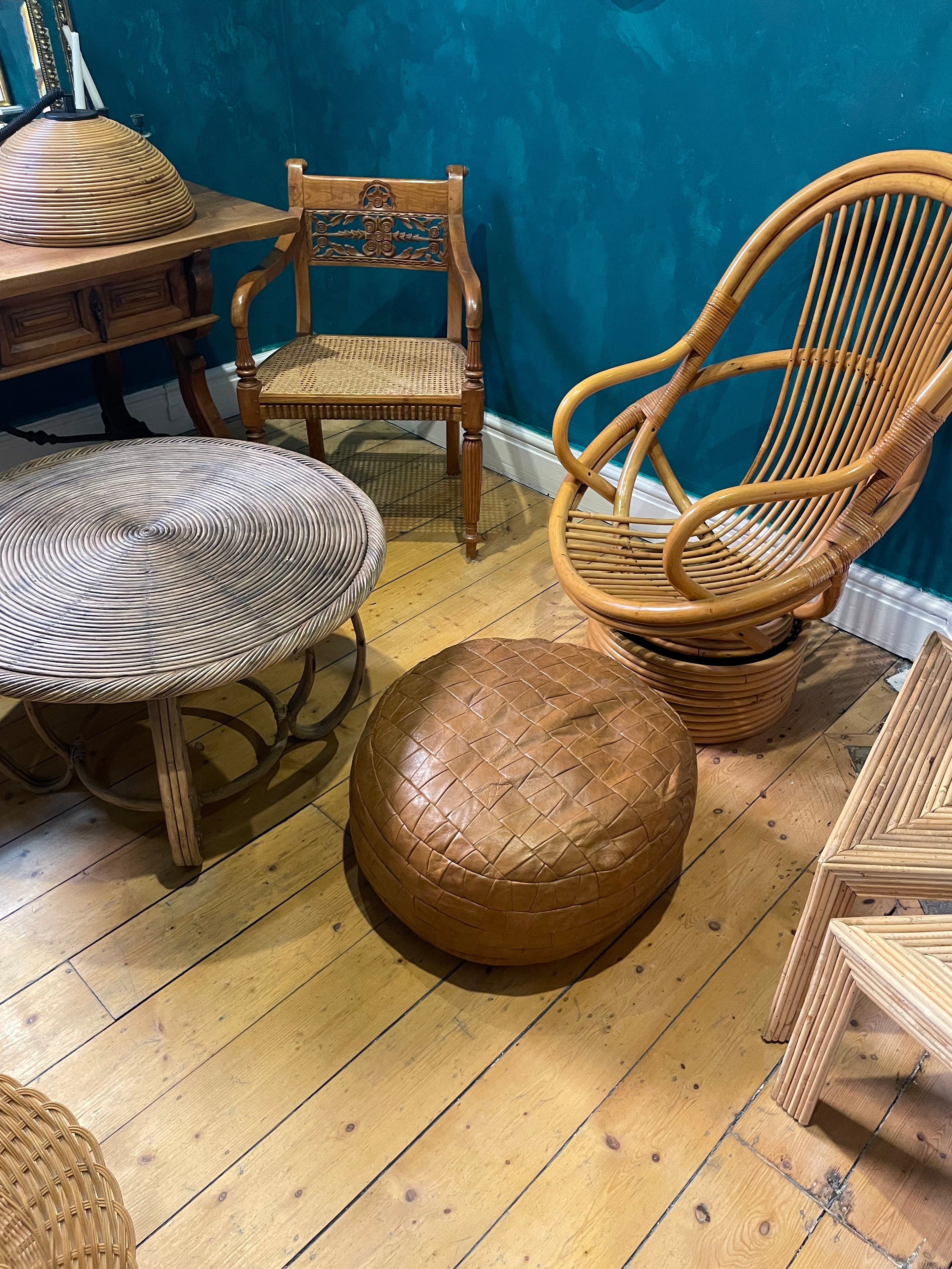 Mid-century Swiss leather pouf