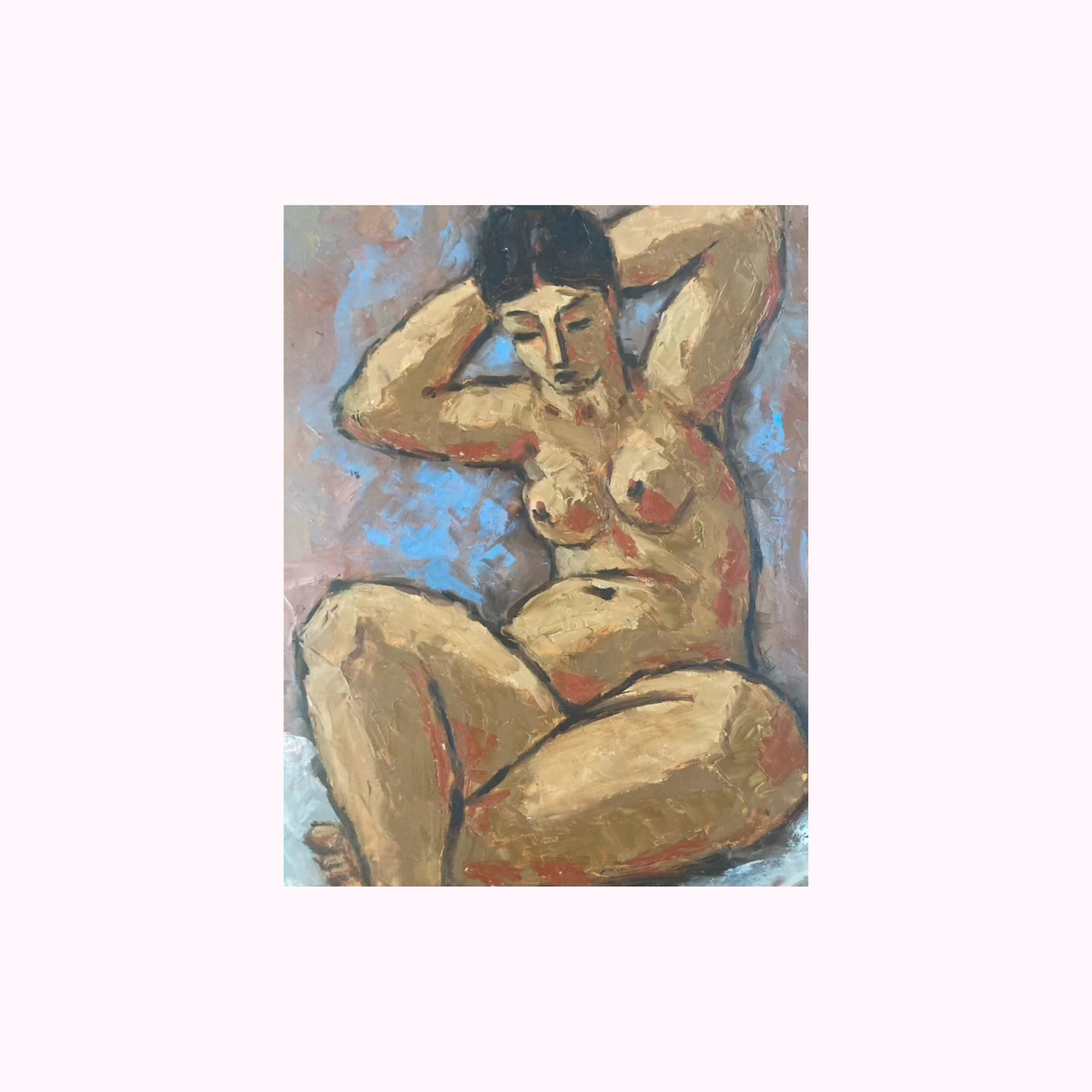 1940s Parisian Cubist Femme Nue Study painting