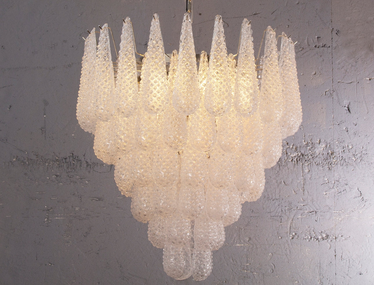 Vintage Venetian Murano drops chandelier 5-tier