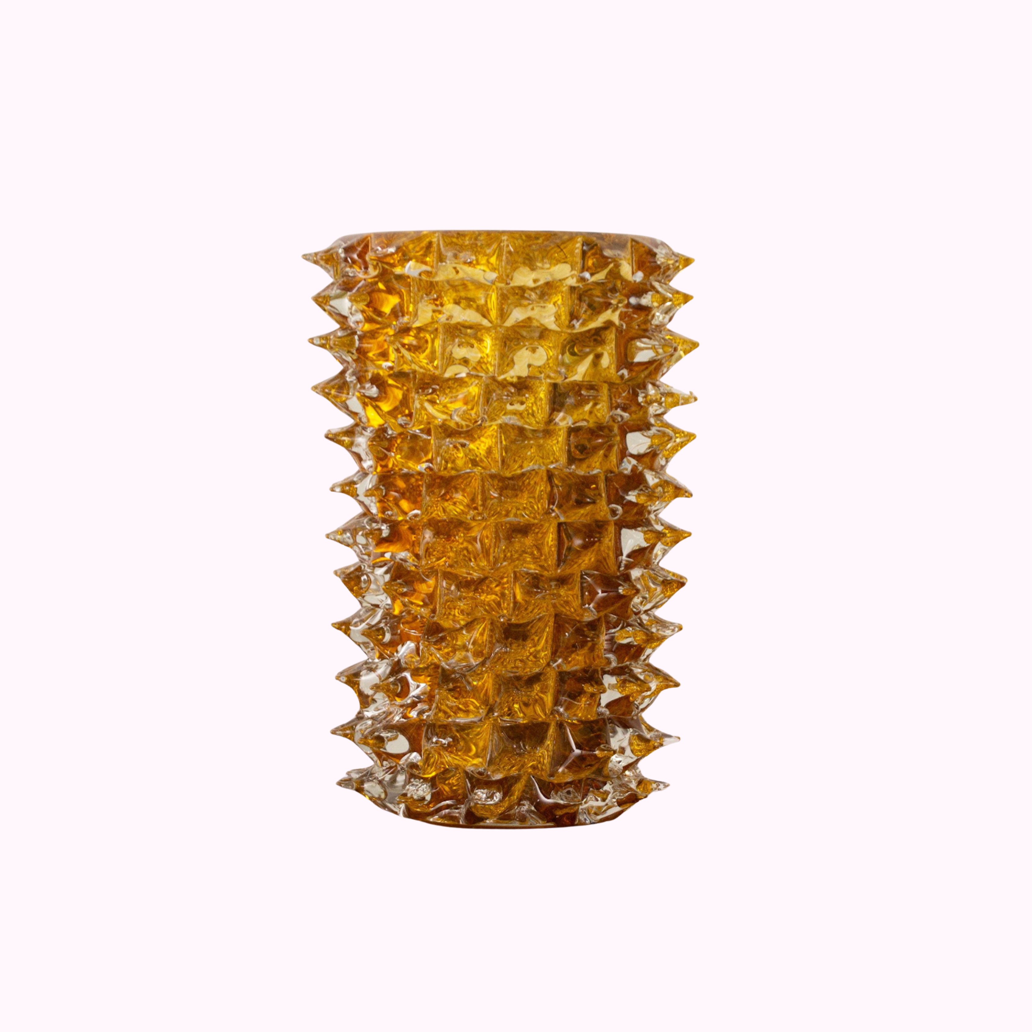 Amber and clear Murano glass Rostrato vase