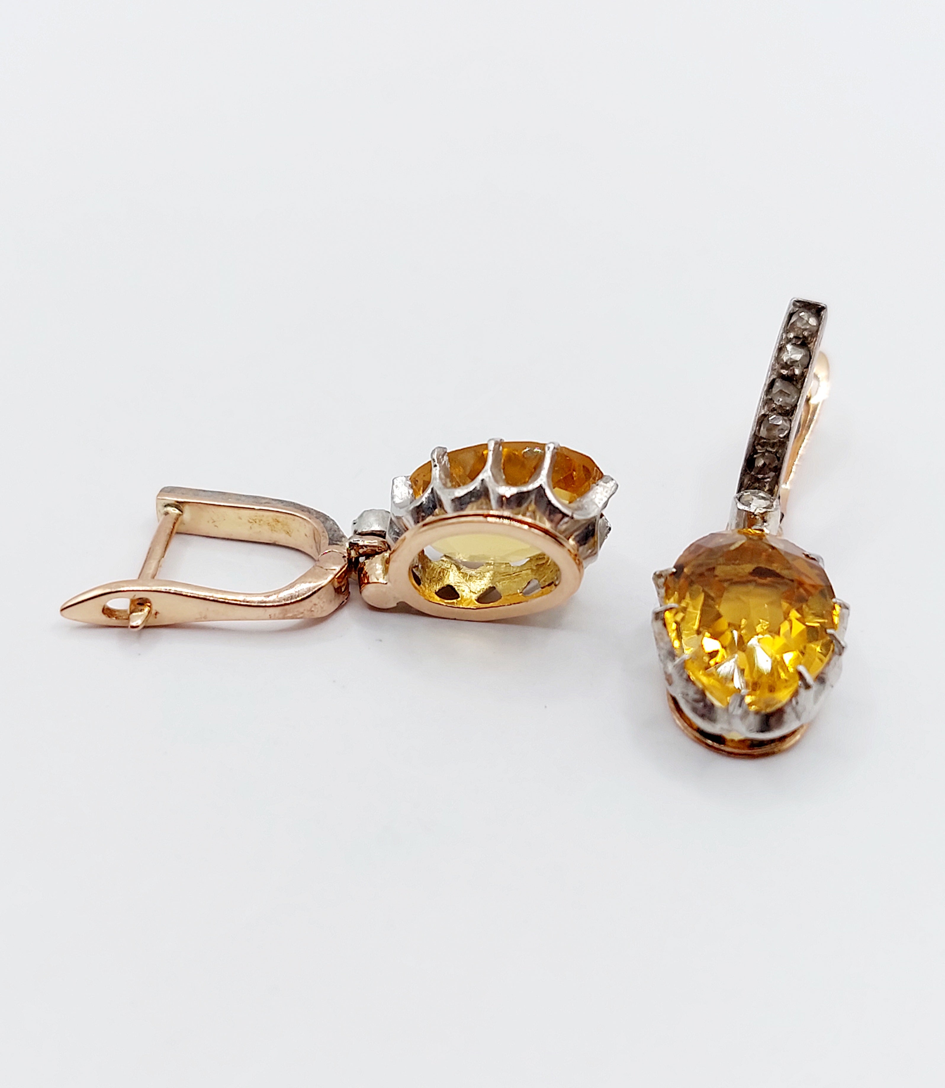 Early 20th century rose gold gemstone earrings