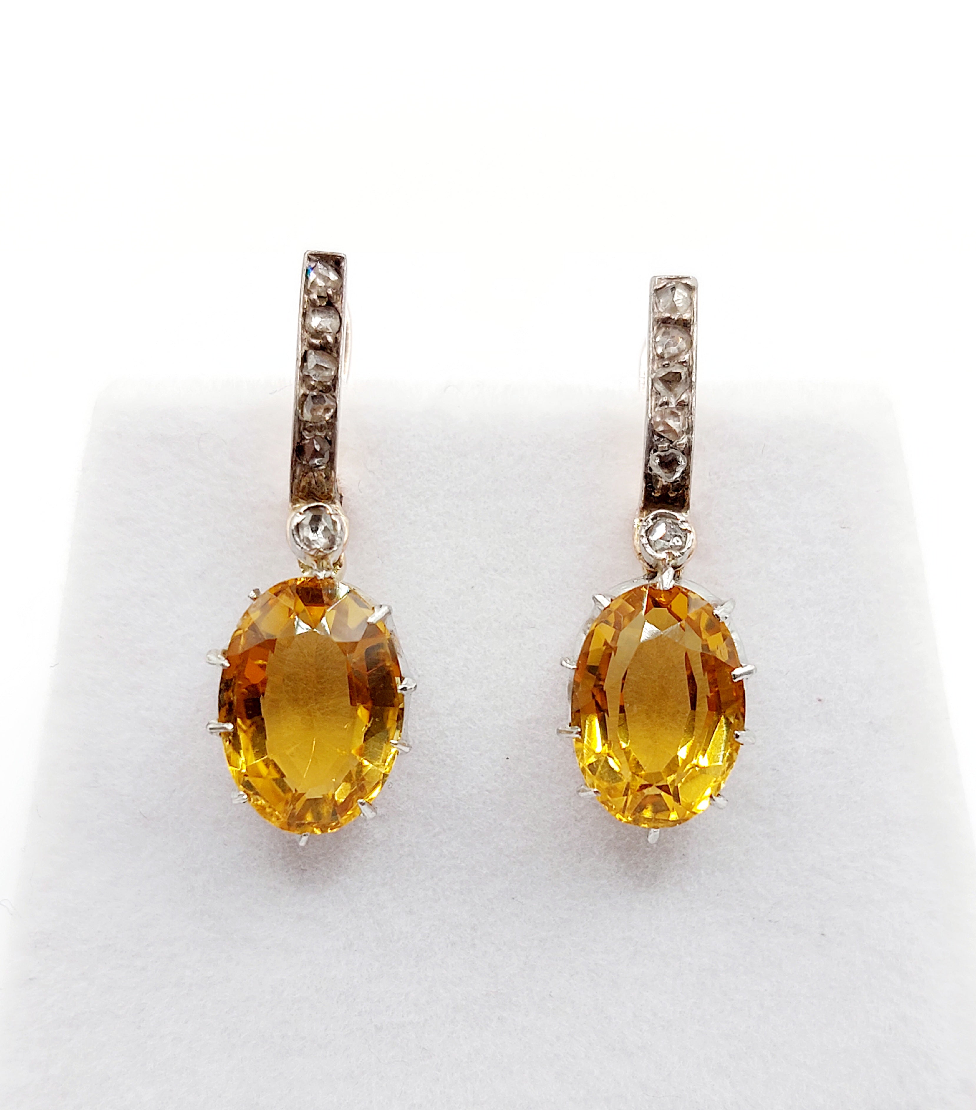 Early 20th century rose gold gemstone earring