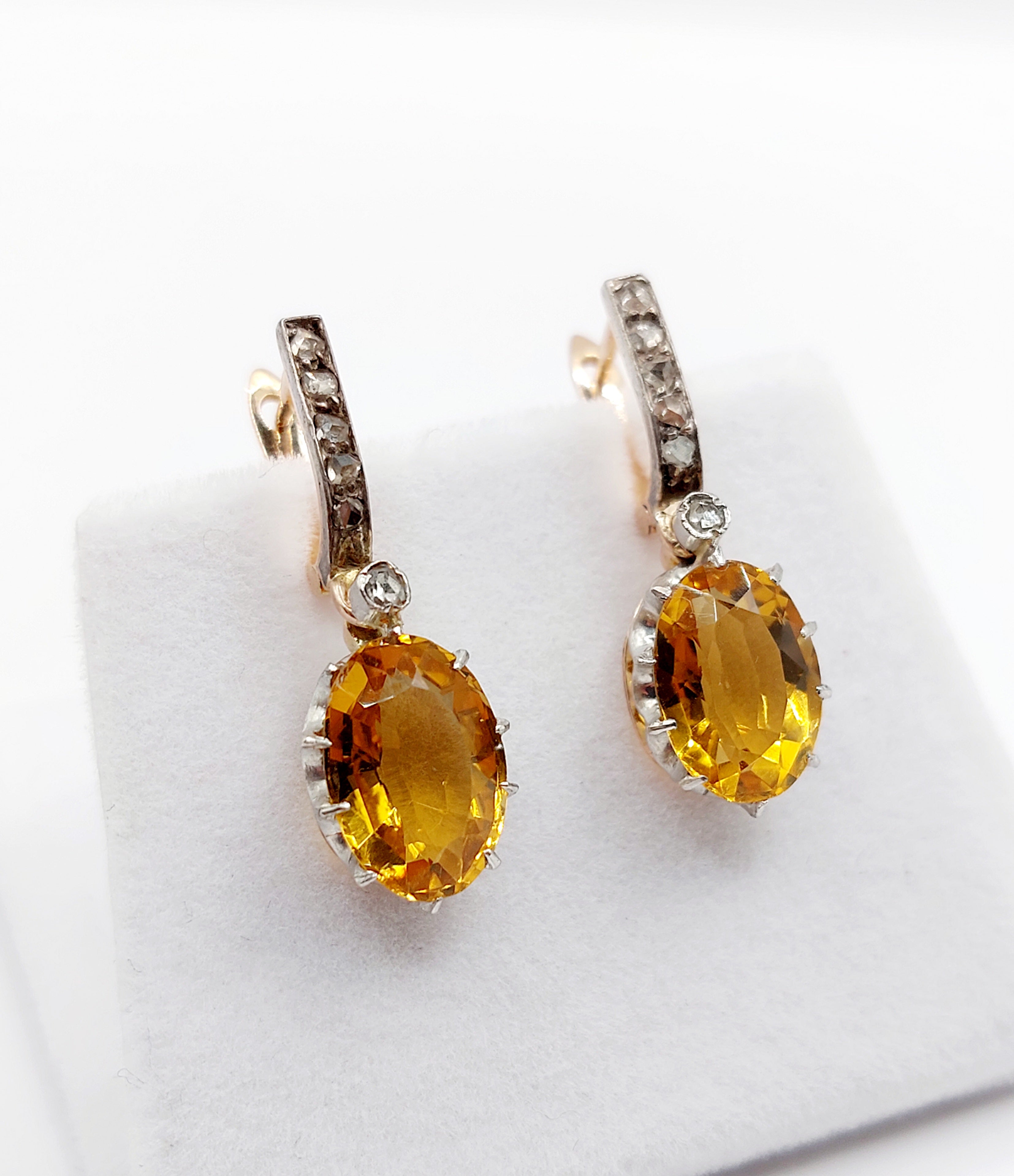 Classic antique citrine diamond earring