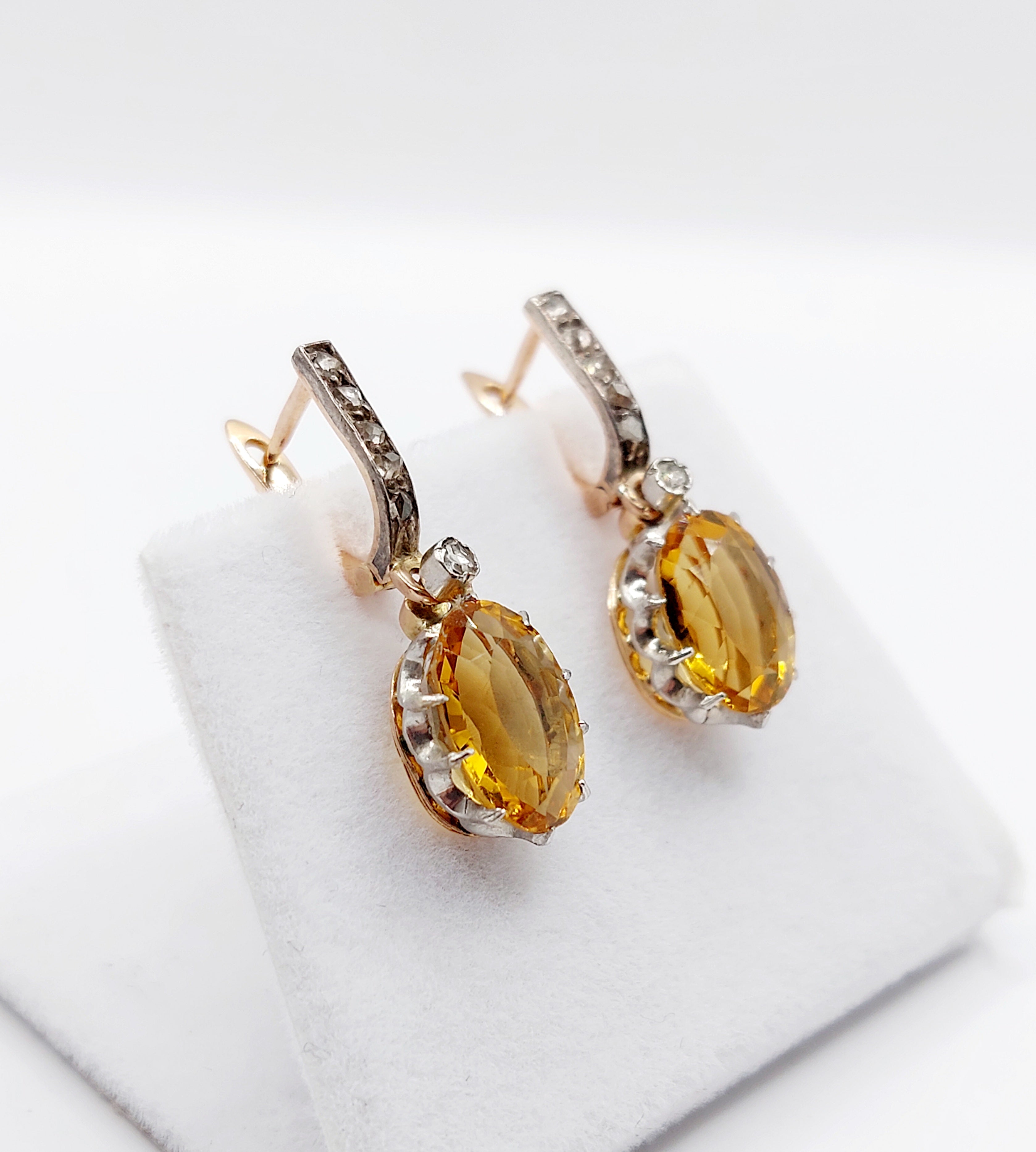 Classic antique citrine diamond earrings
