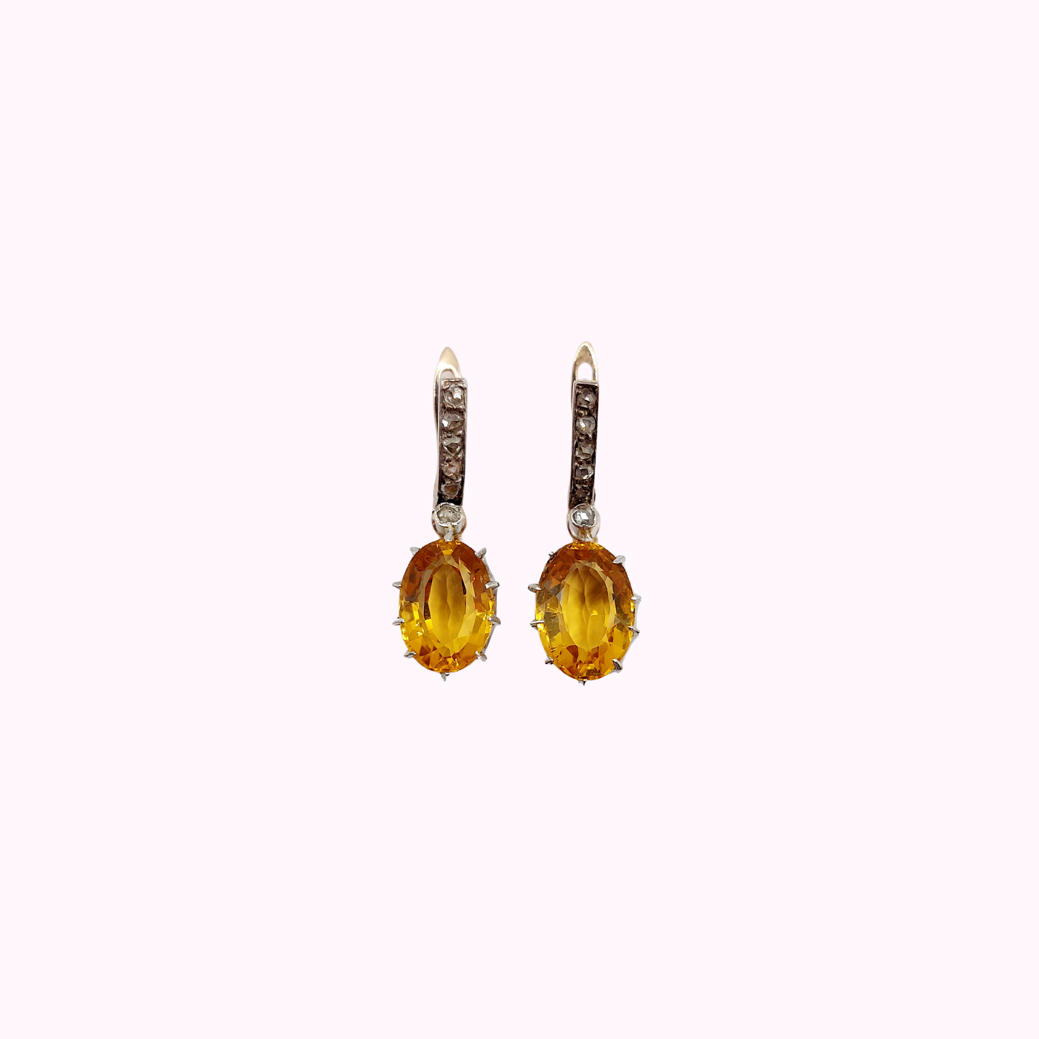 Antique 18K rose gold citrine earrings