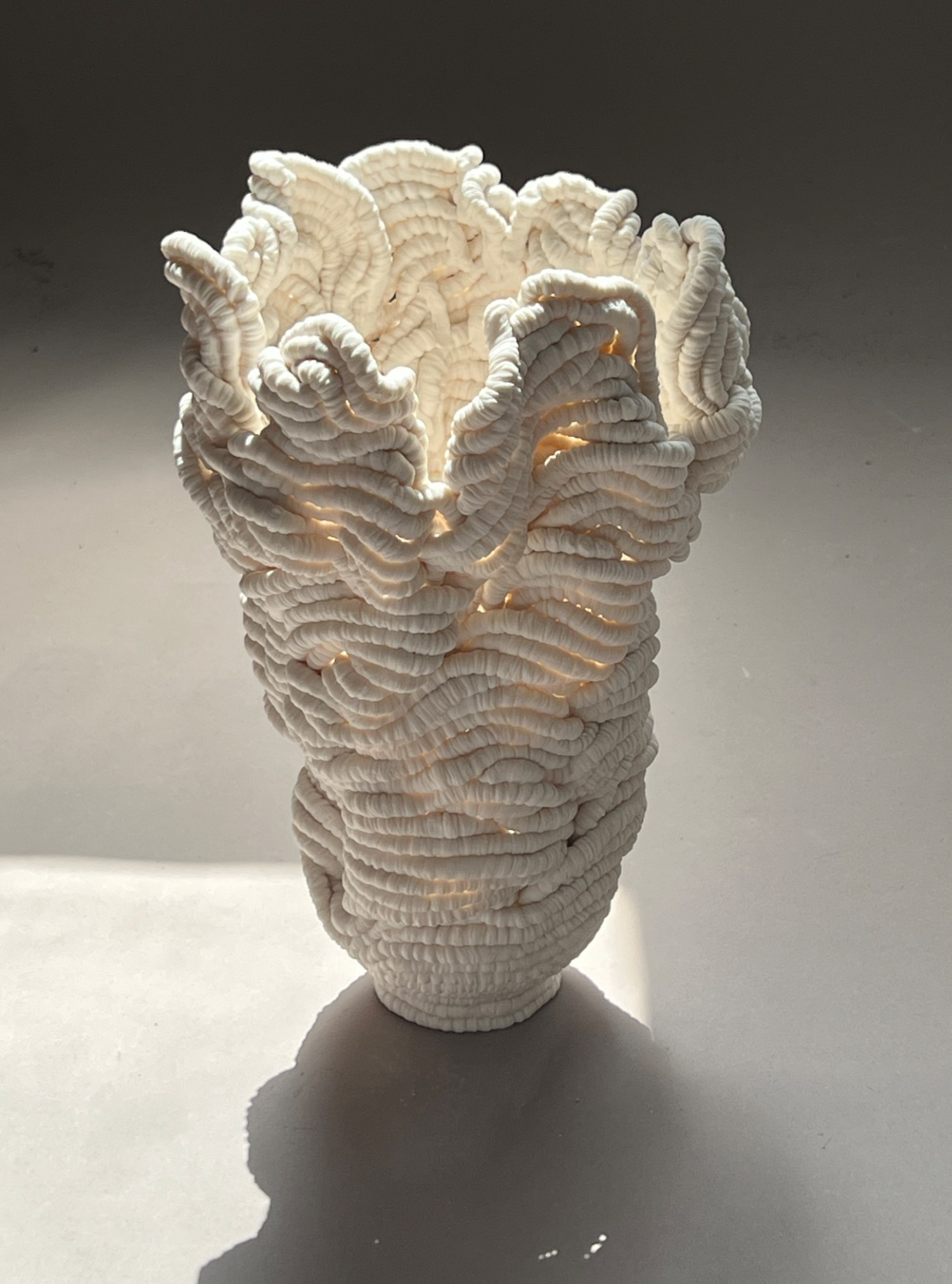 Handbuilt contemporary porcelain sculpture, 33cm, by Leah Kaplan