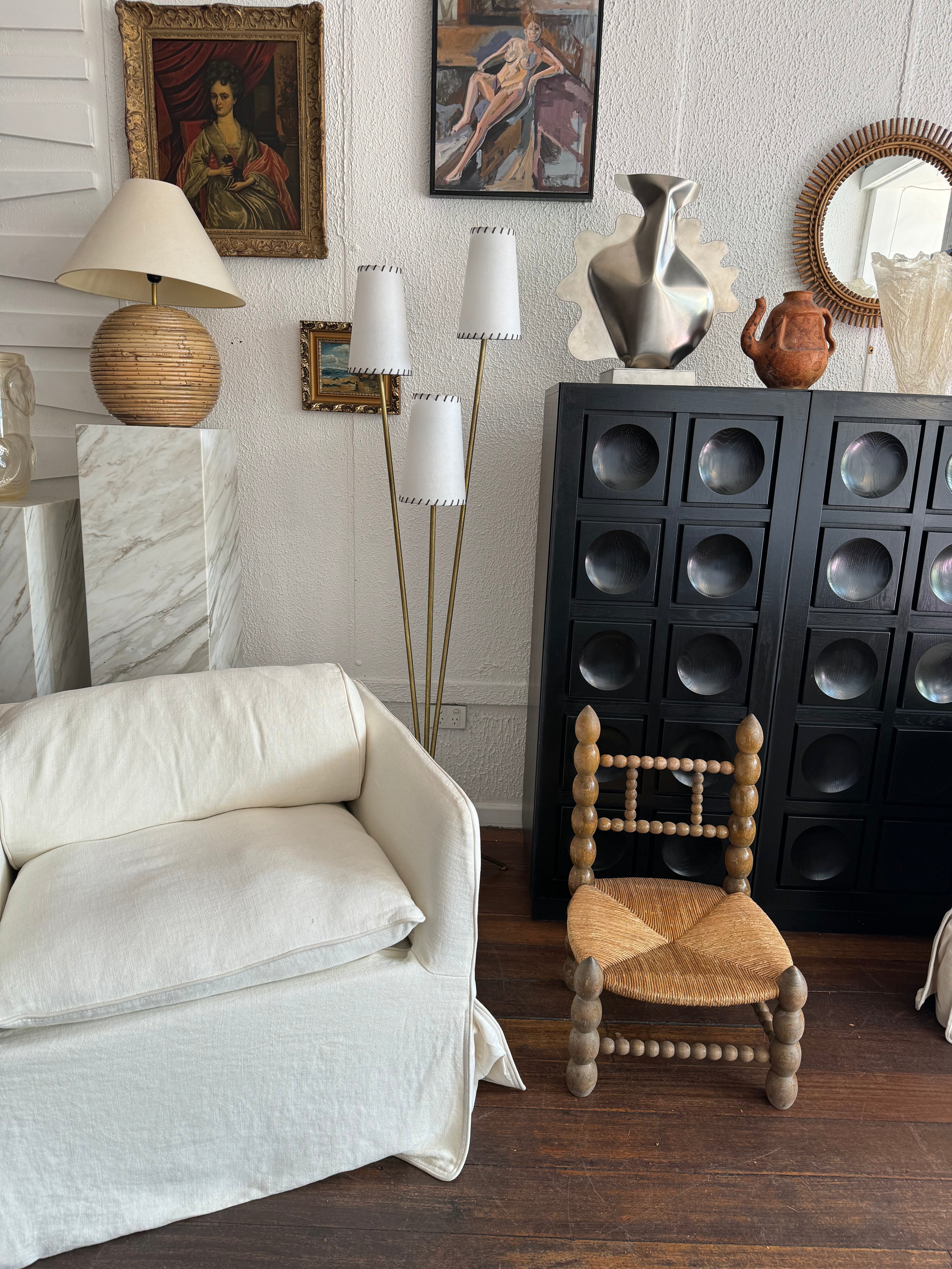 Vintage French floor lamp with three arms