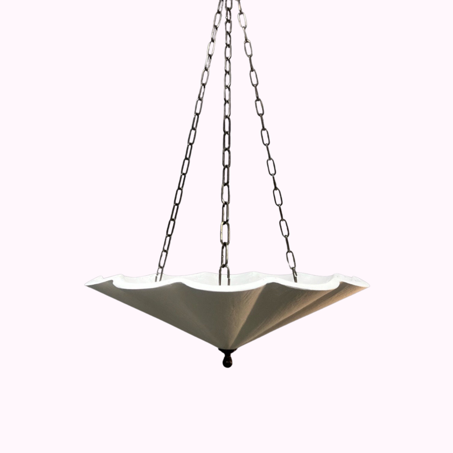 Adjustable height plaster chandelier with three bulb fittings