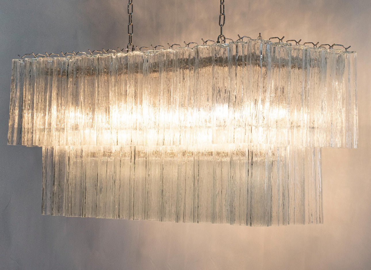 Italian rectangular Murano glass chandelier