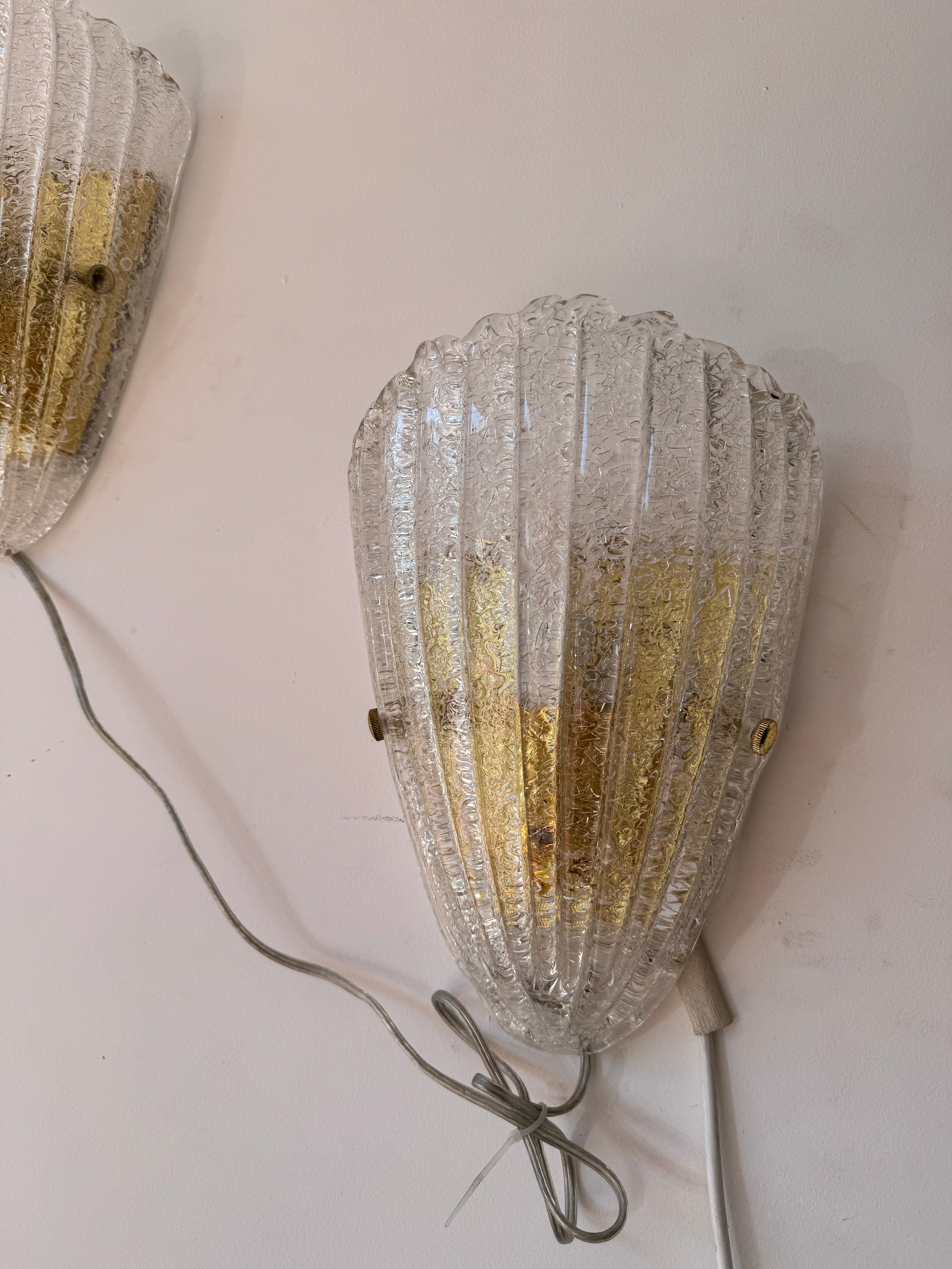 Collectible 1940s Italian glass wall sconces