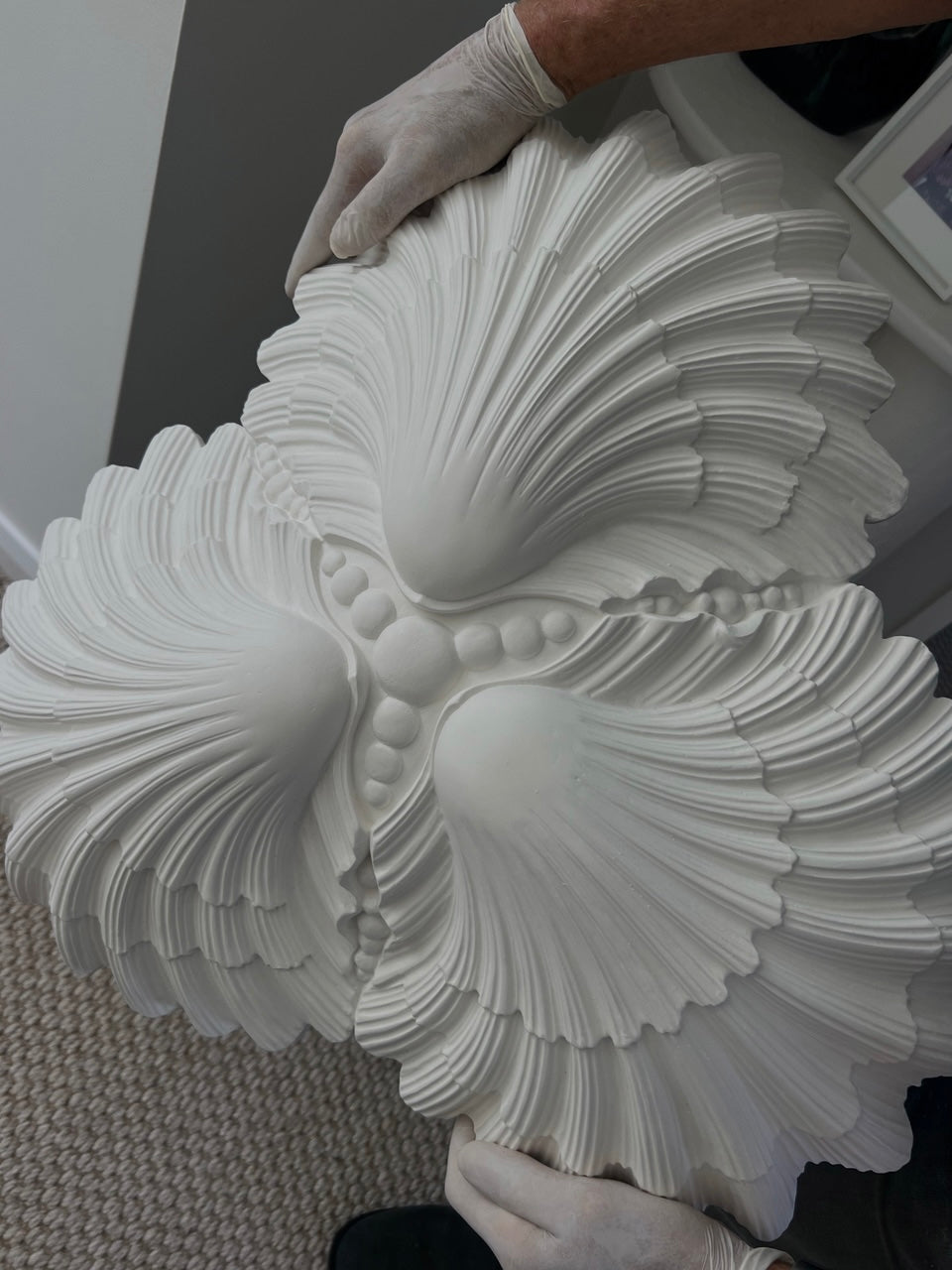 French plaster shell chandelier