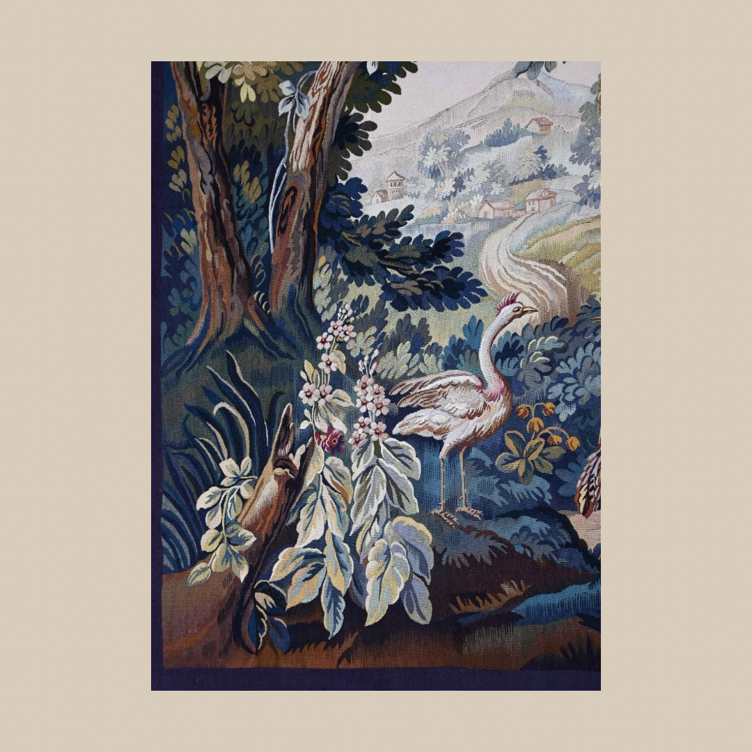 French Aubusson monogrammed textile wall art