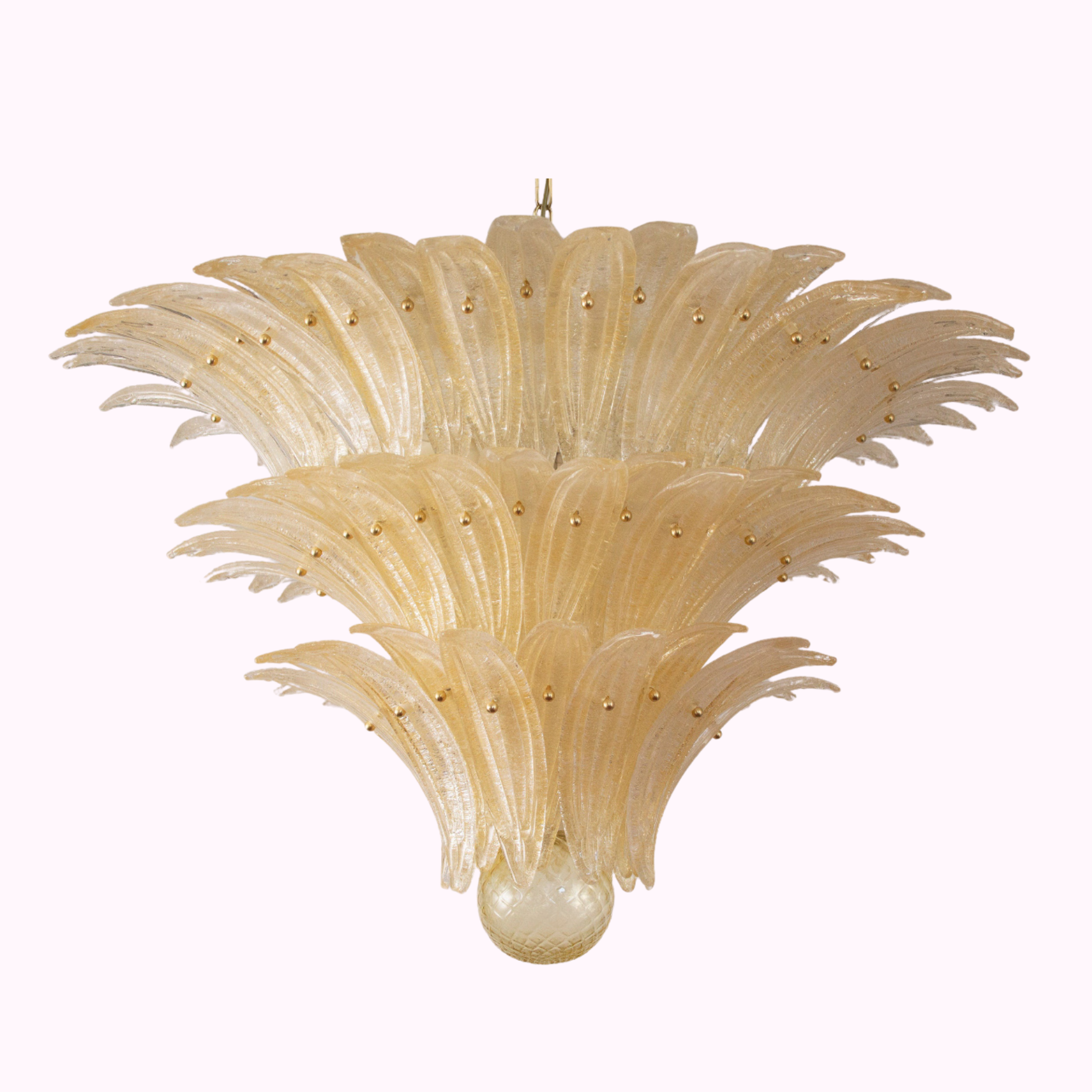 Palmette chandelier amber Murano glass