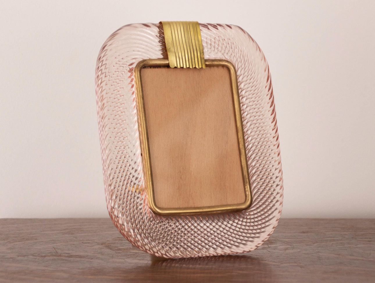 Handmade Italian Murano glass frame with brass patina