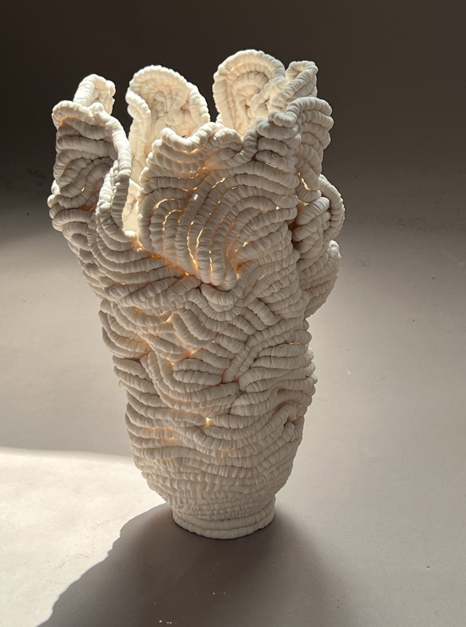 Handbuilt contemporary porcelain sculpture, 33cm, by Leah Kaplan