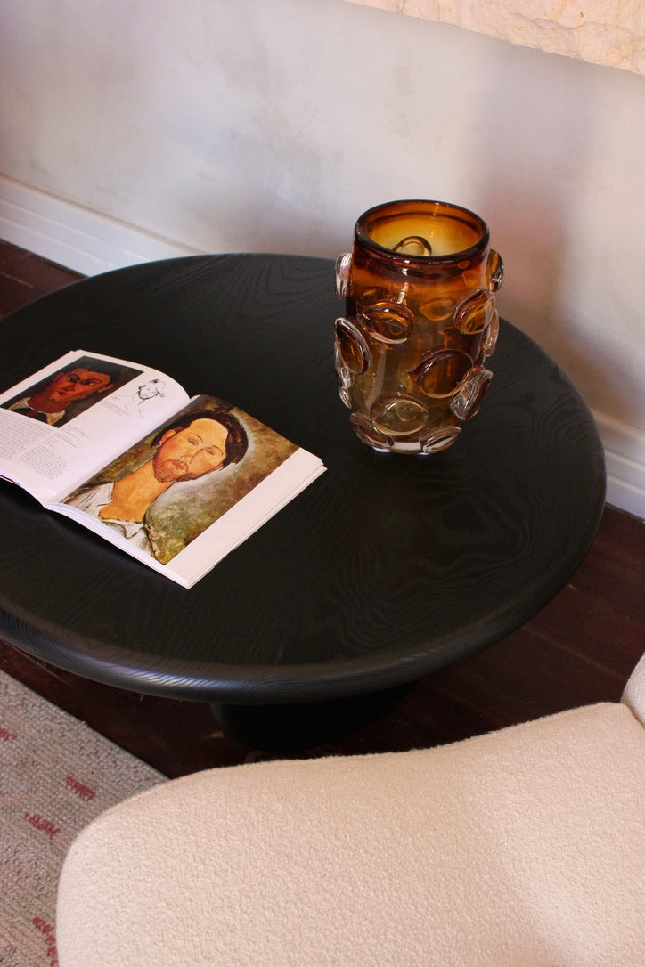 Designer Eclipse coffee table in black ash, natural oak, or walnut