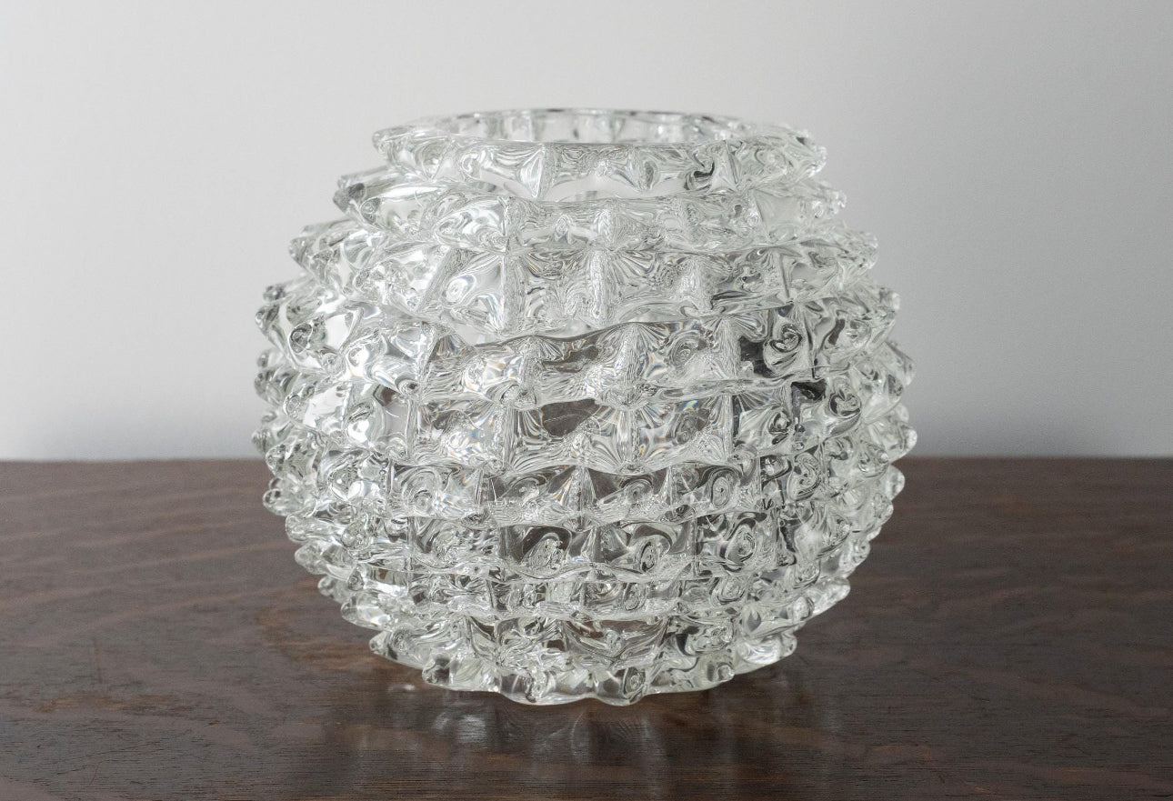 Transparent Venetian artisan glass centerpiece