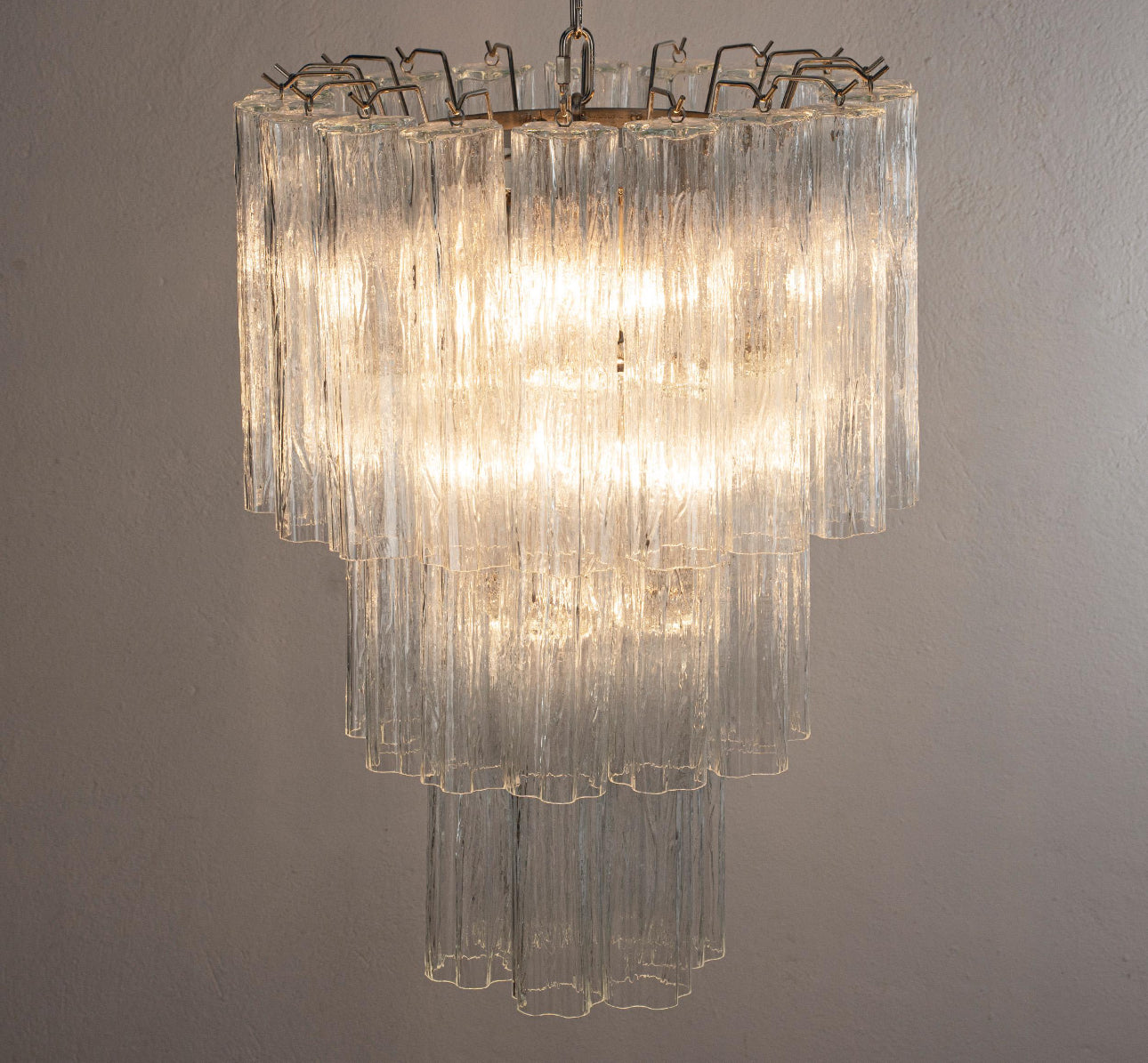 Mid-century style Murano glass chandelier clear