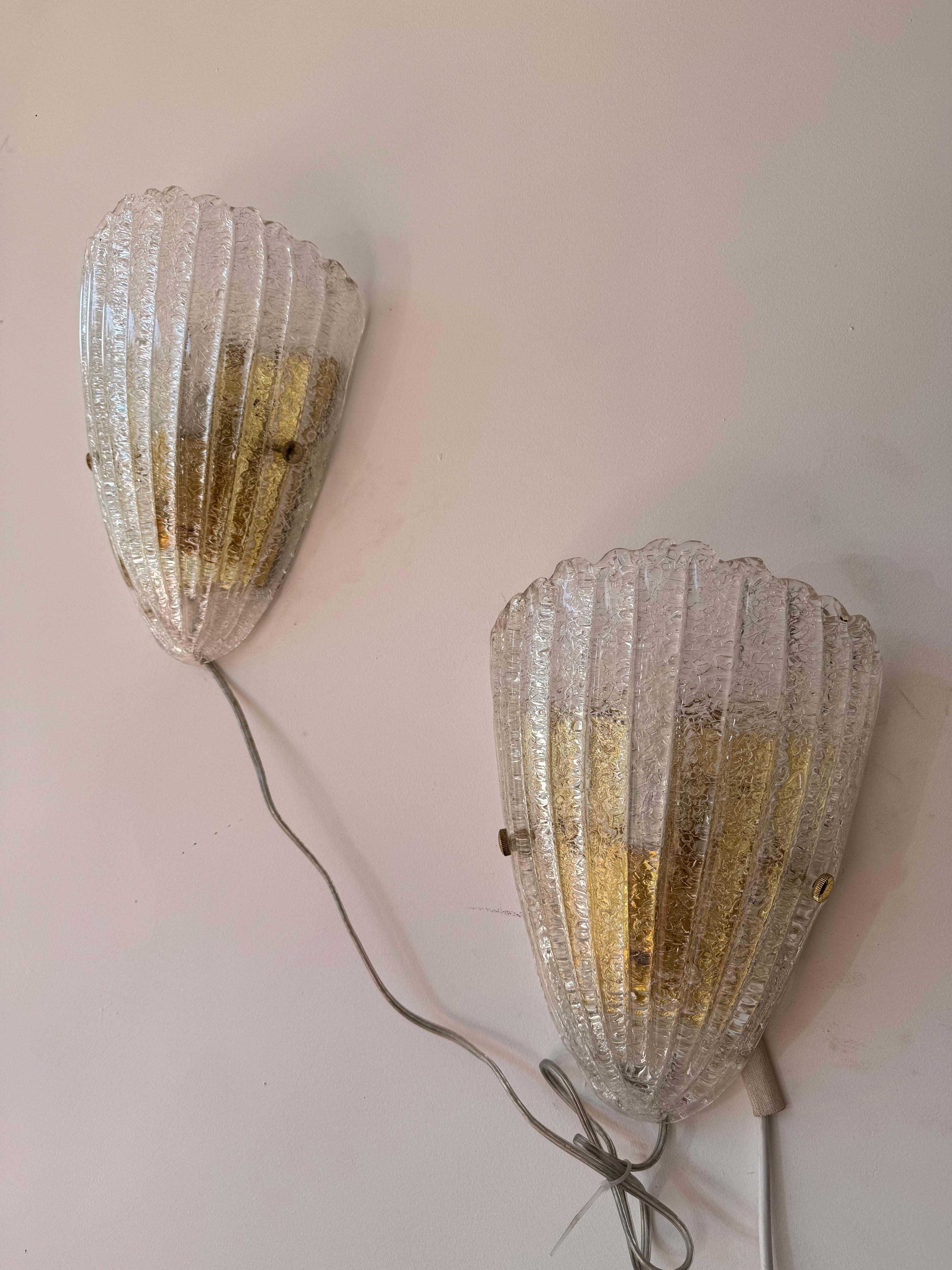Vintage Italian Murano wall sconces from 1940s