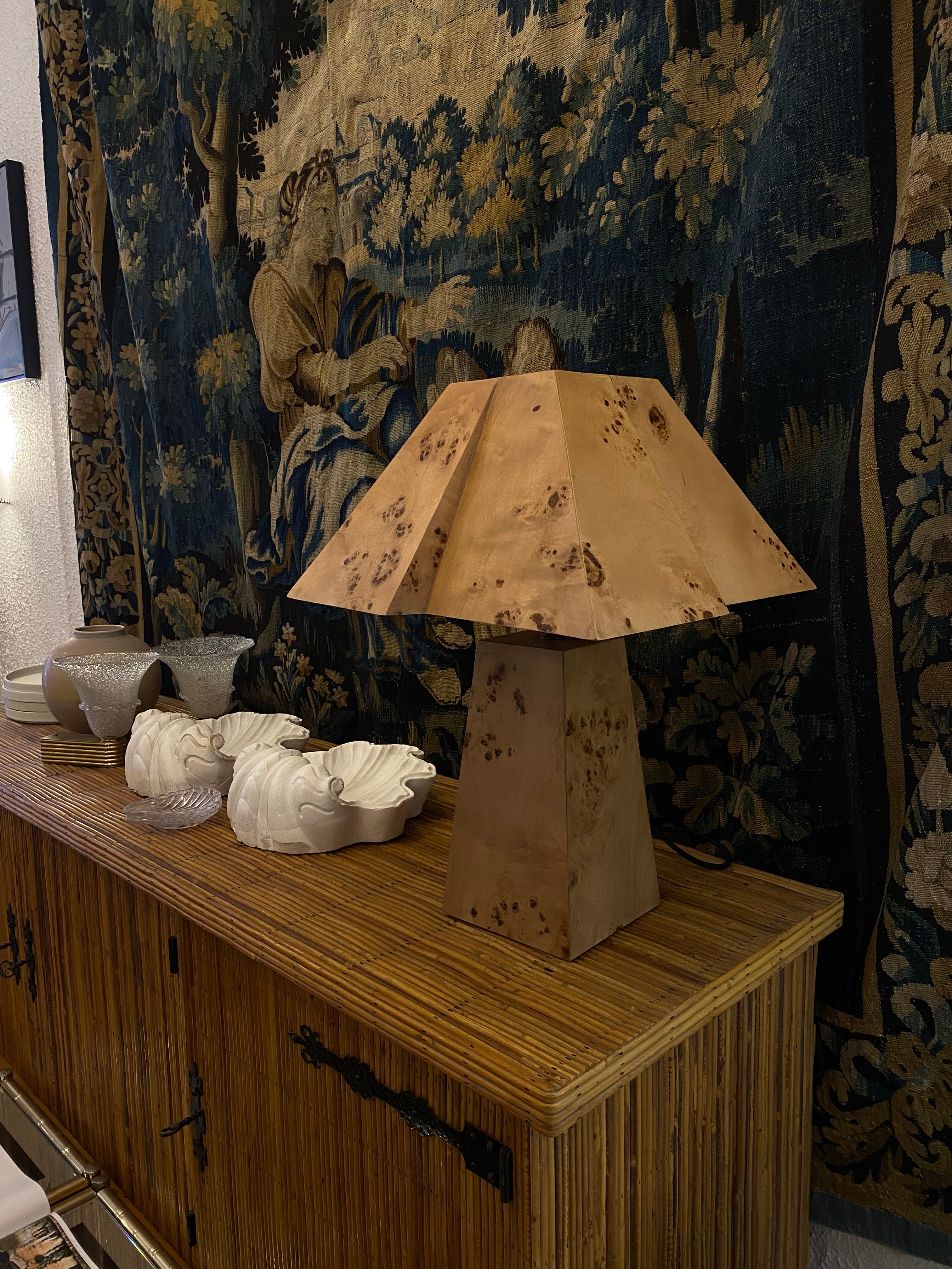 Natural burlwood lamp with organic grain patterns
