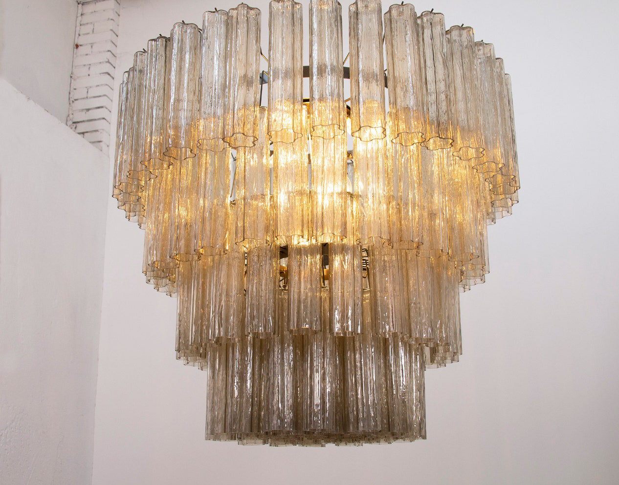 Italian Murano suspension chandelier smoked glass