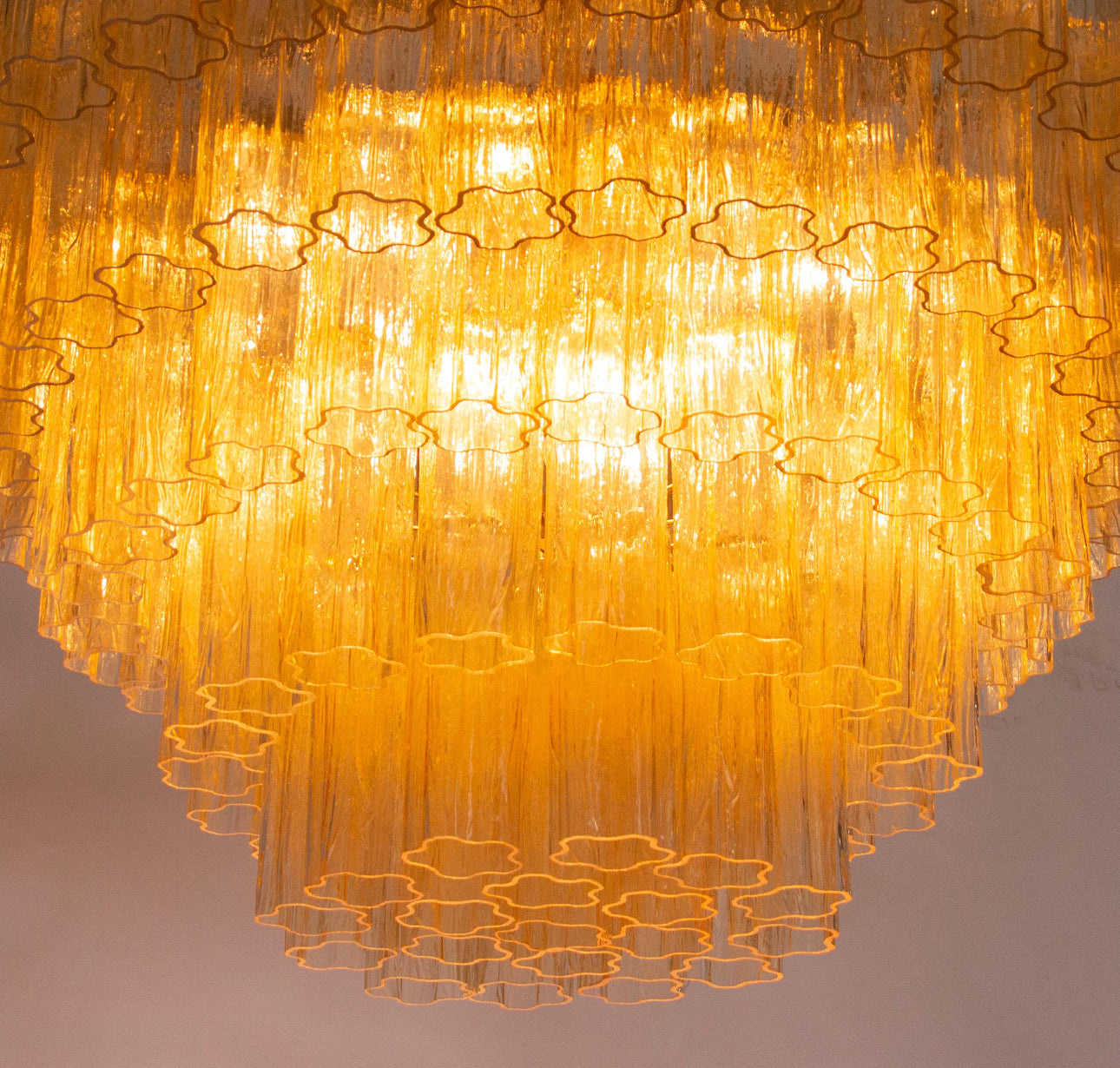 Champagne-colored Murano glass ceiling lamp