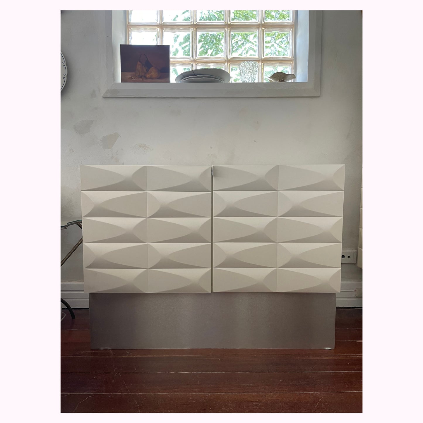 1970s White Belgium Brutalist Cabinet