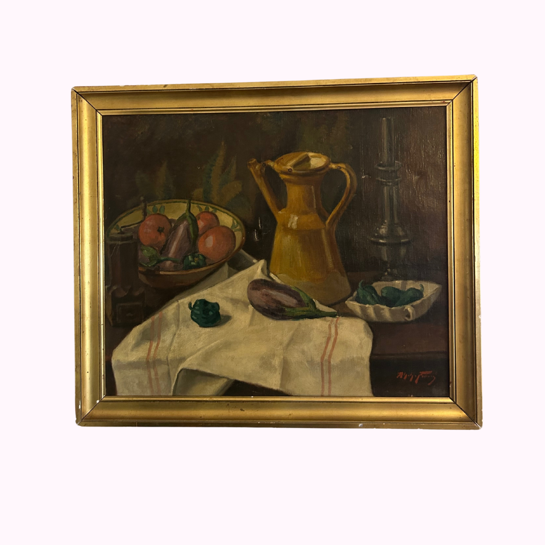 Mid-Century French Painting – Vintage European artwork