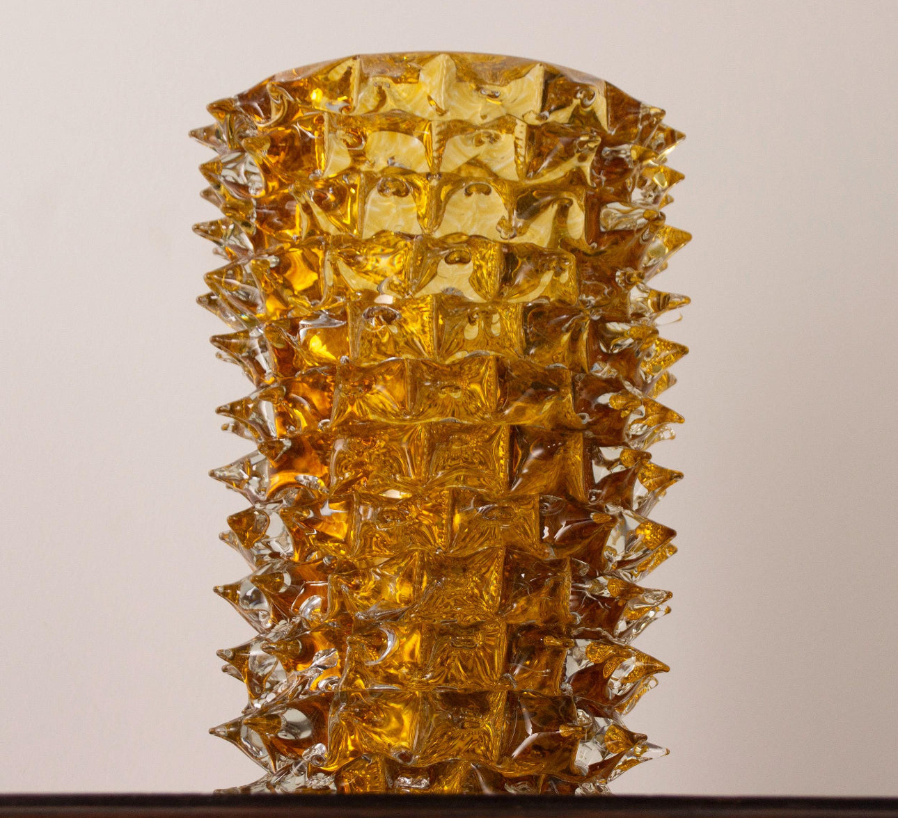 Amber clear Italian art glass vase