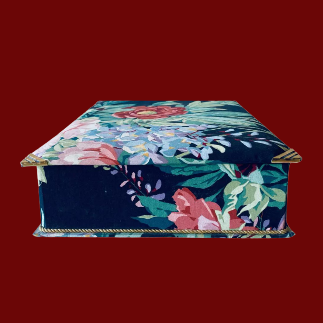 Decorative French trinket box with brass corners