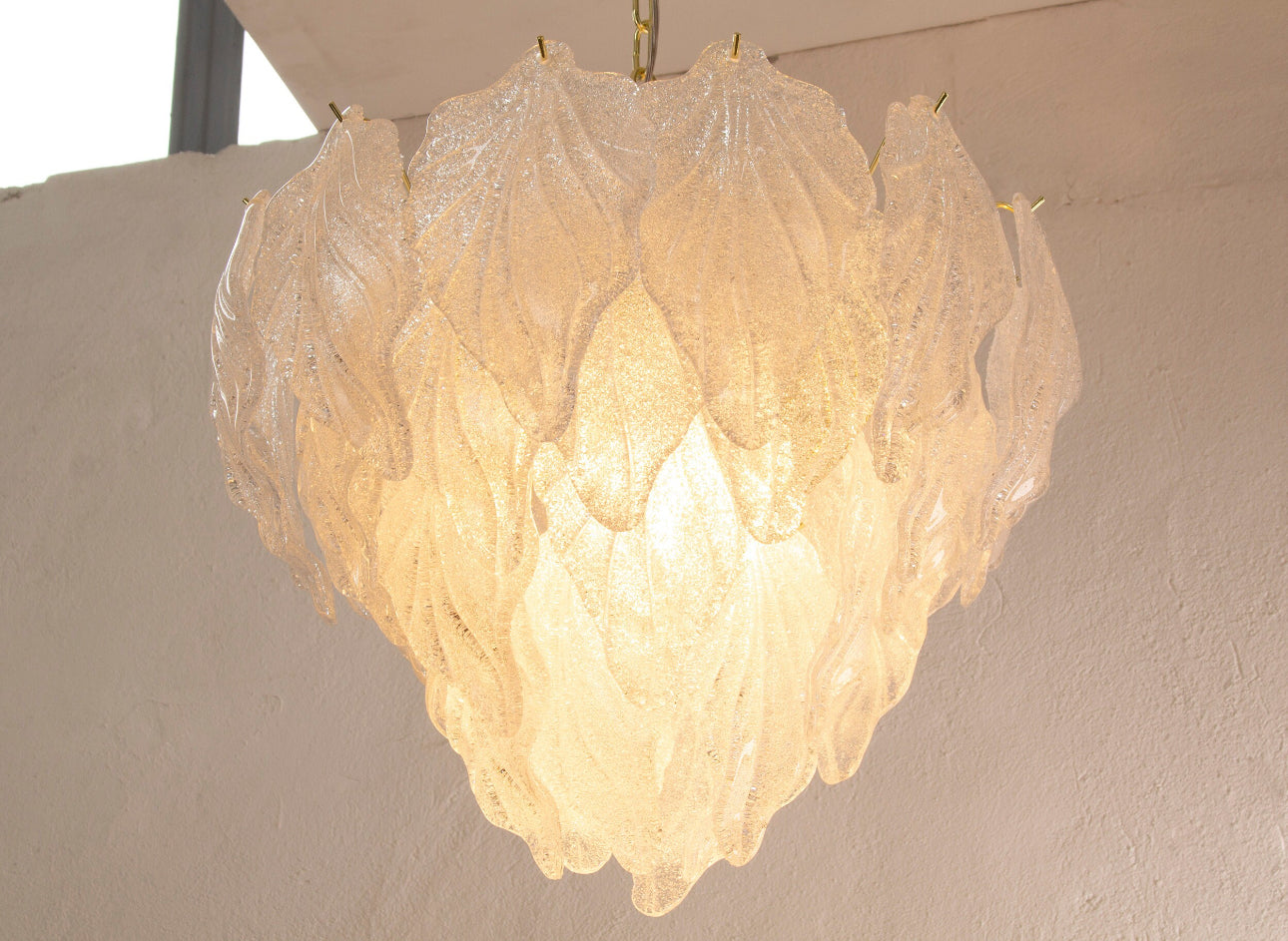 Mid-century Murano suspension chandelier 2-tier