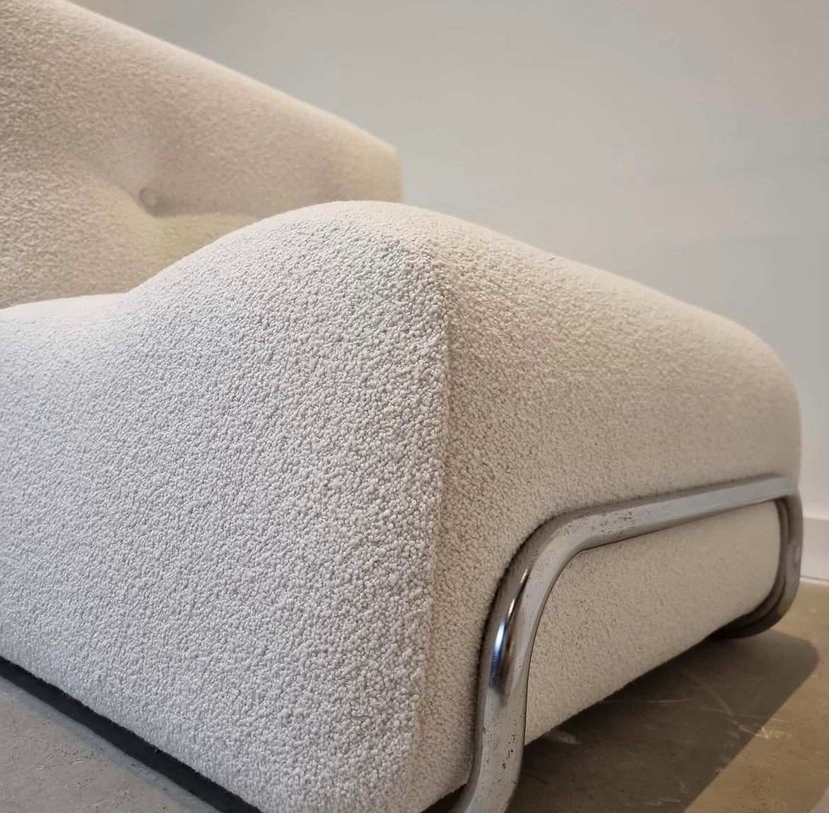 Vintage 1980s chrome frame armchairs