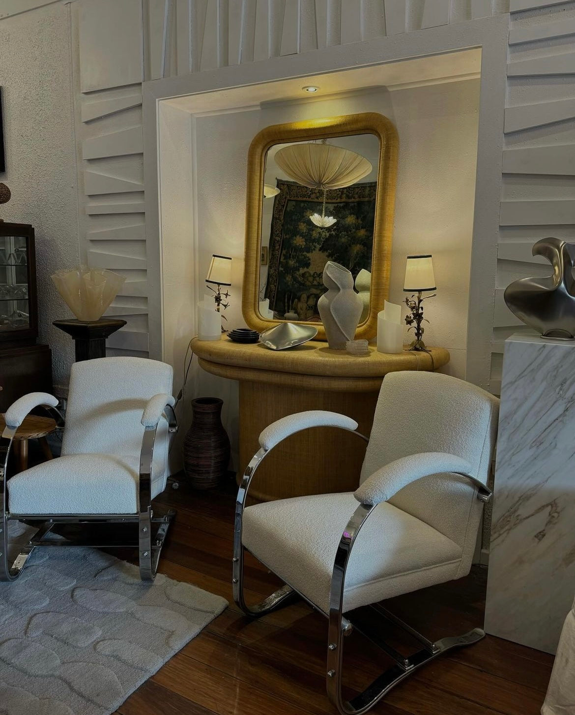 Chrome mid-century seating pair
