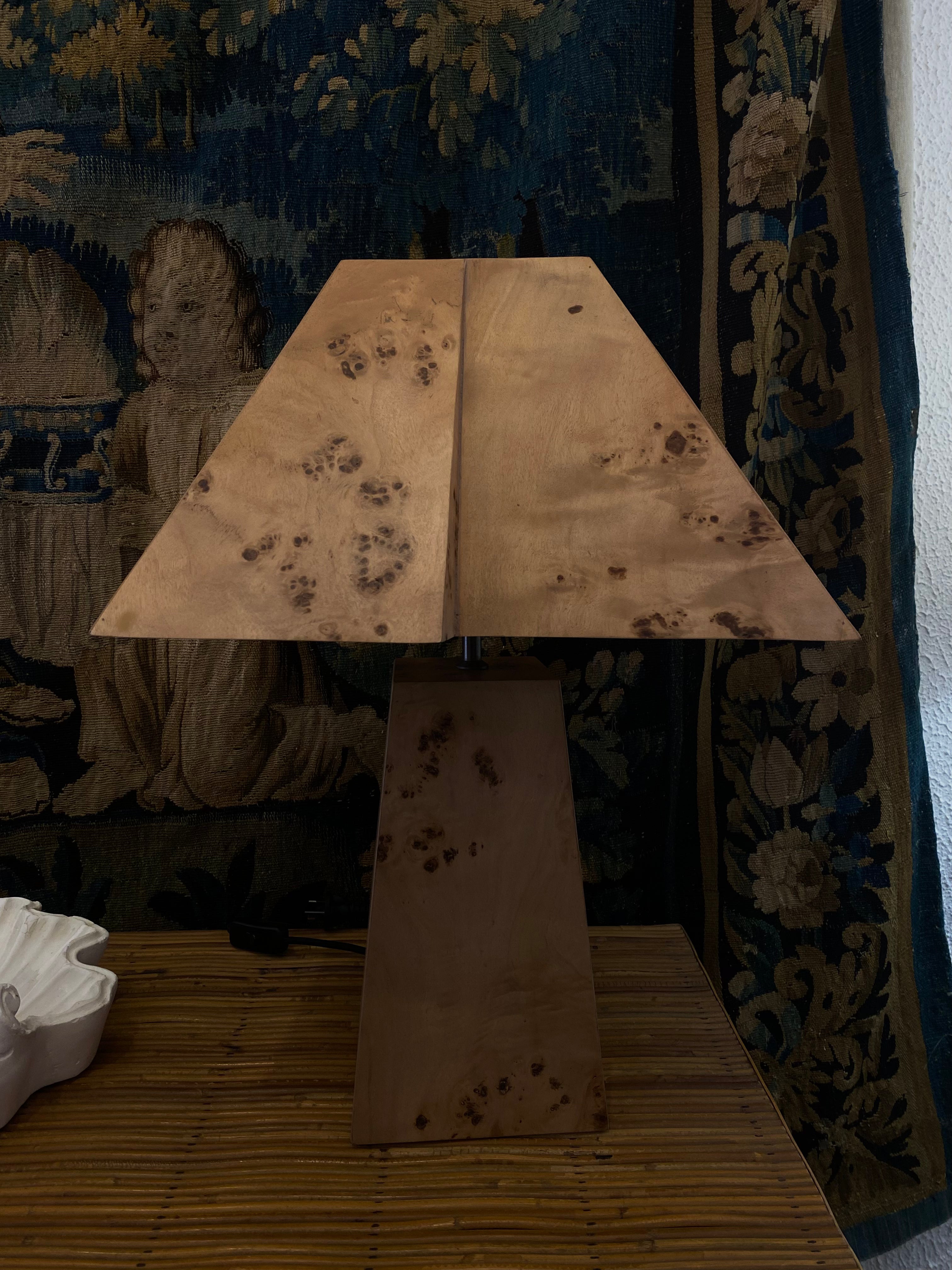 Sculptural burlwood table lamp by Rachel Donath