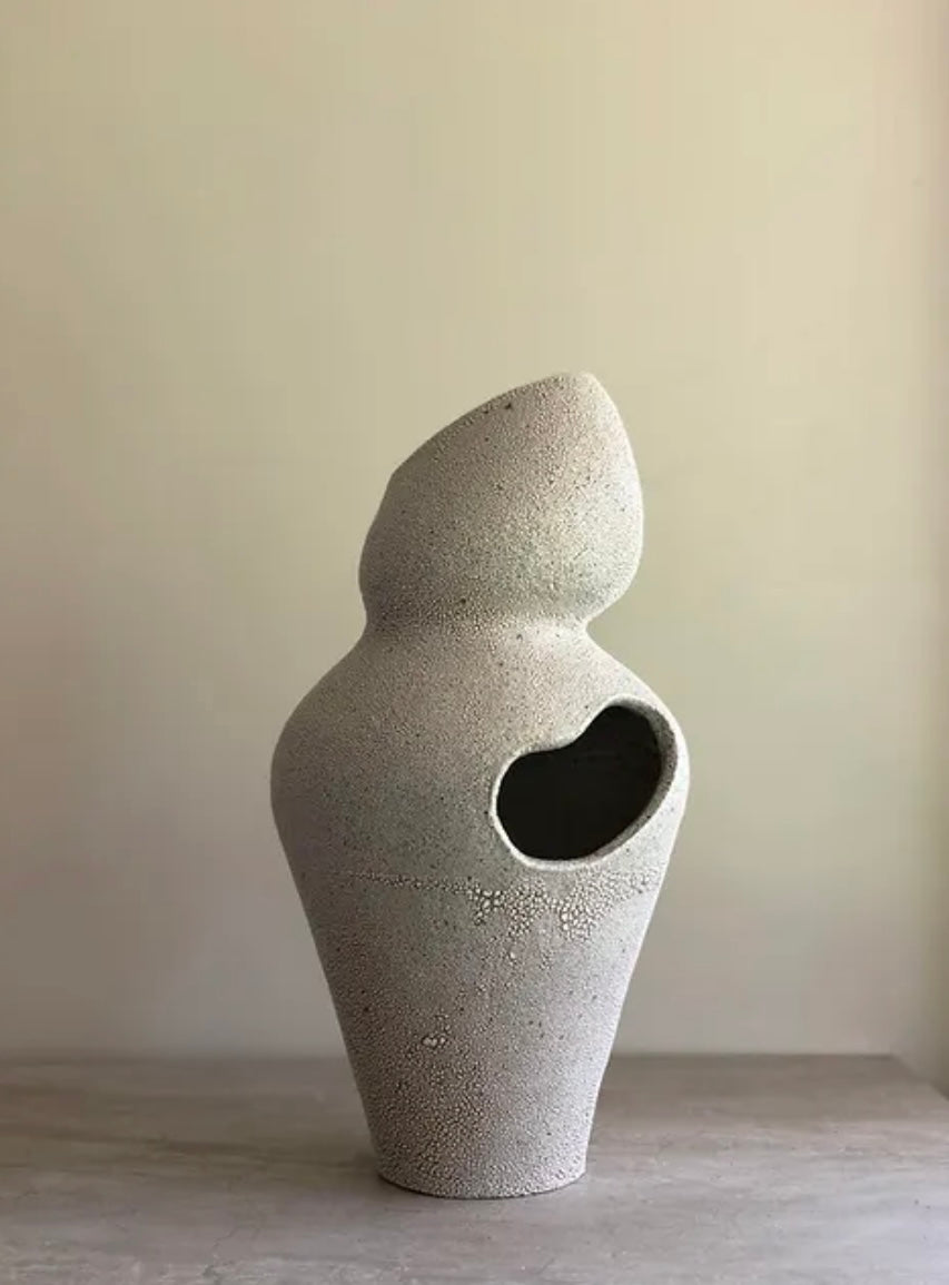 Abstract ceramic sculpture with organic curves