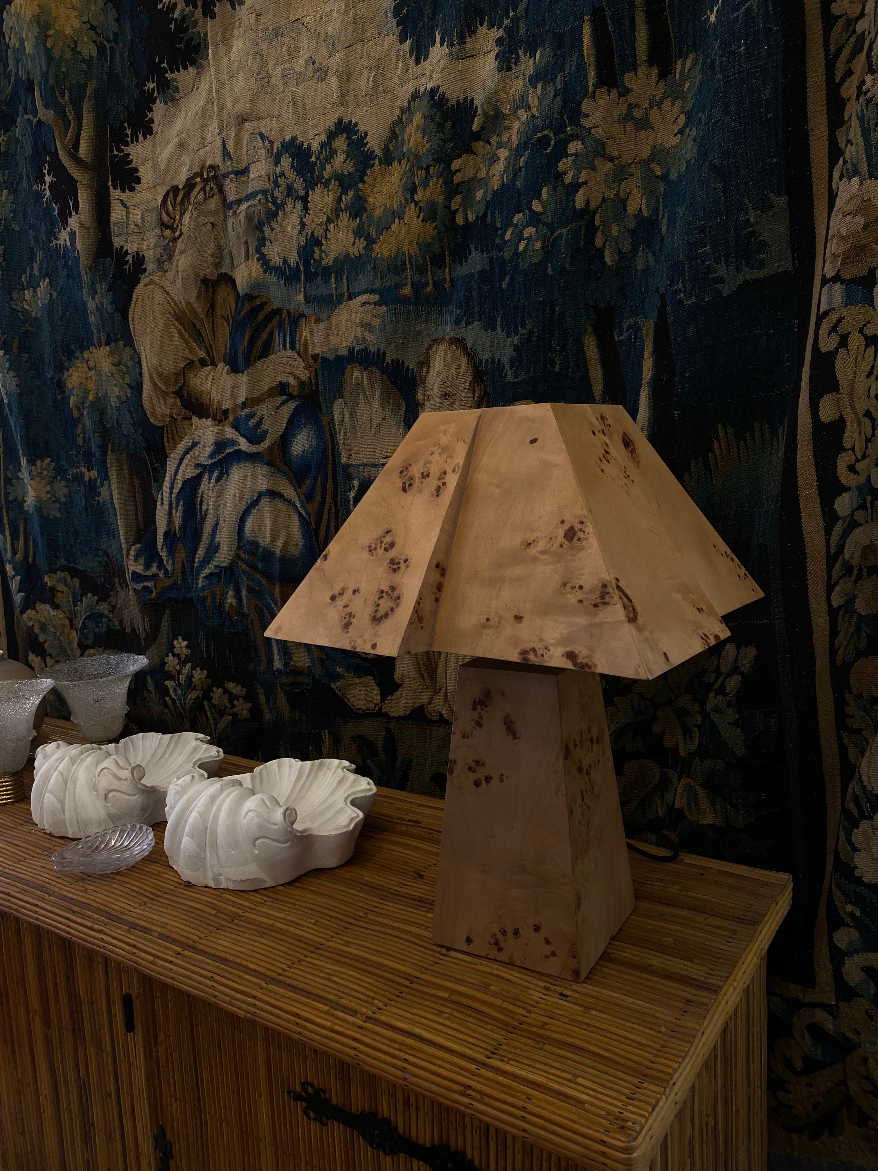 Contemporary burlwood lighting design