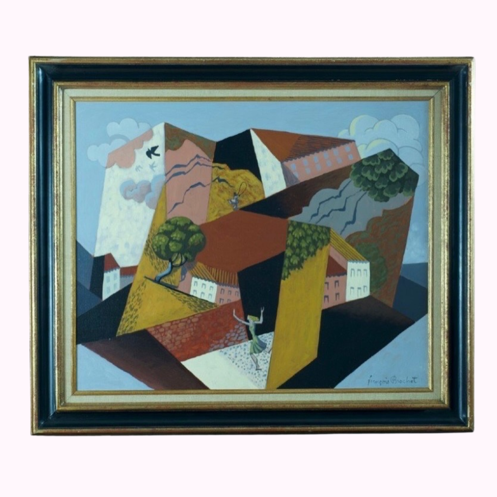 Original Cubist painting by François Brochet 20th century French art