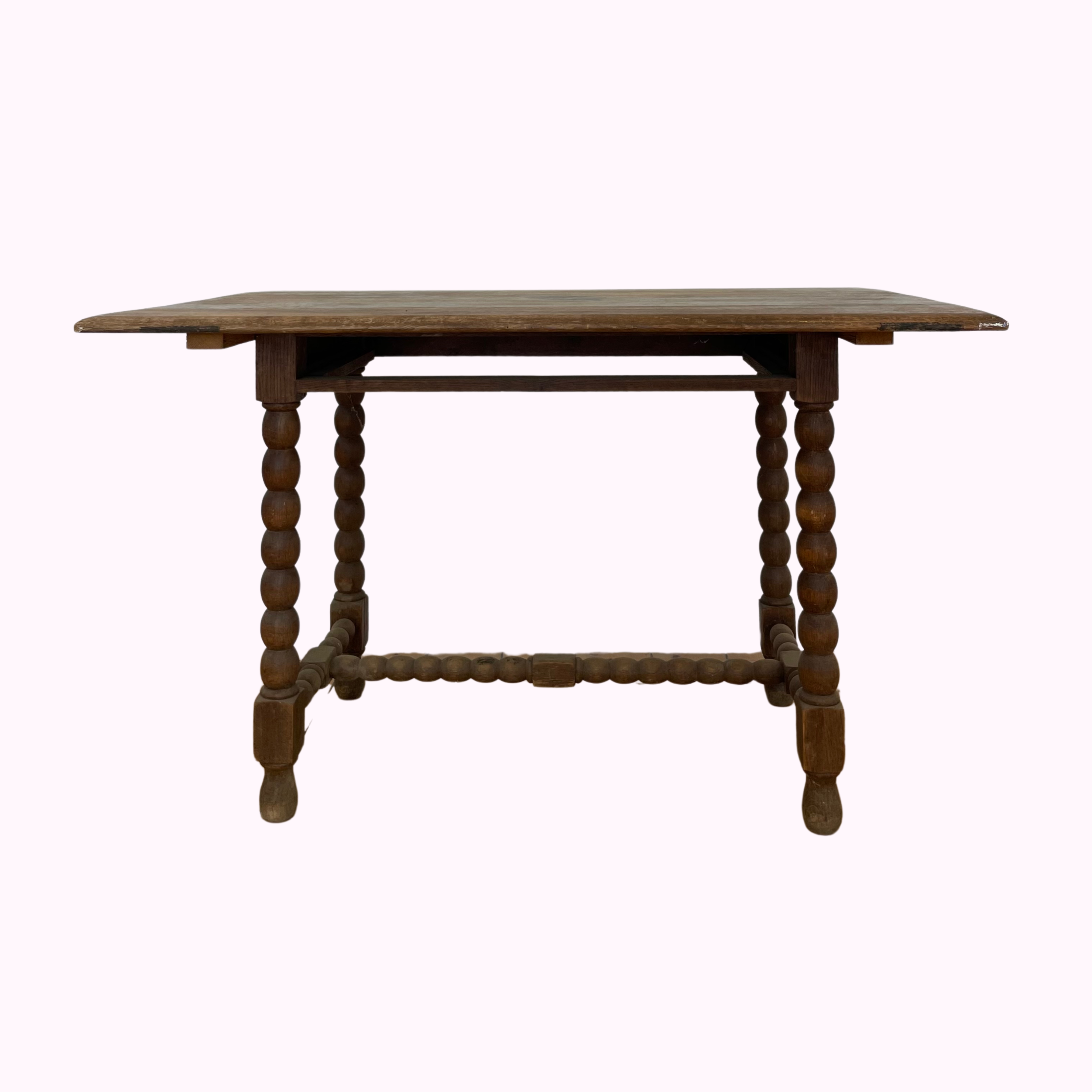 French 19th Century Oak Table with Bobbin Legs