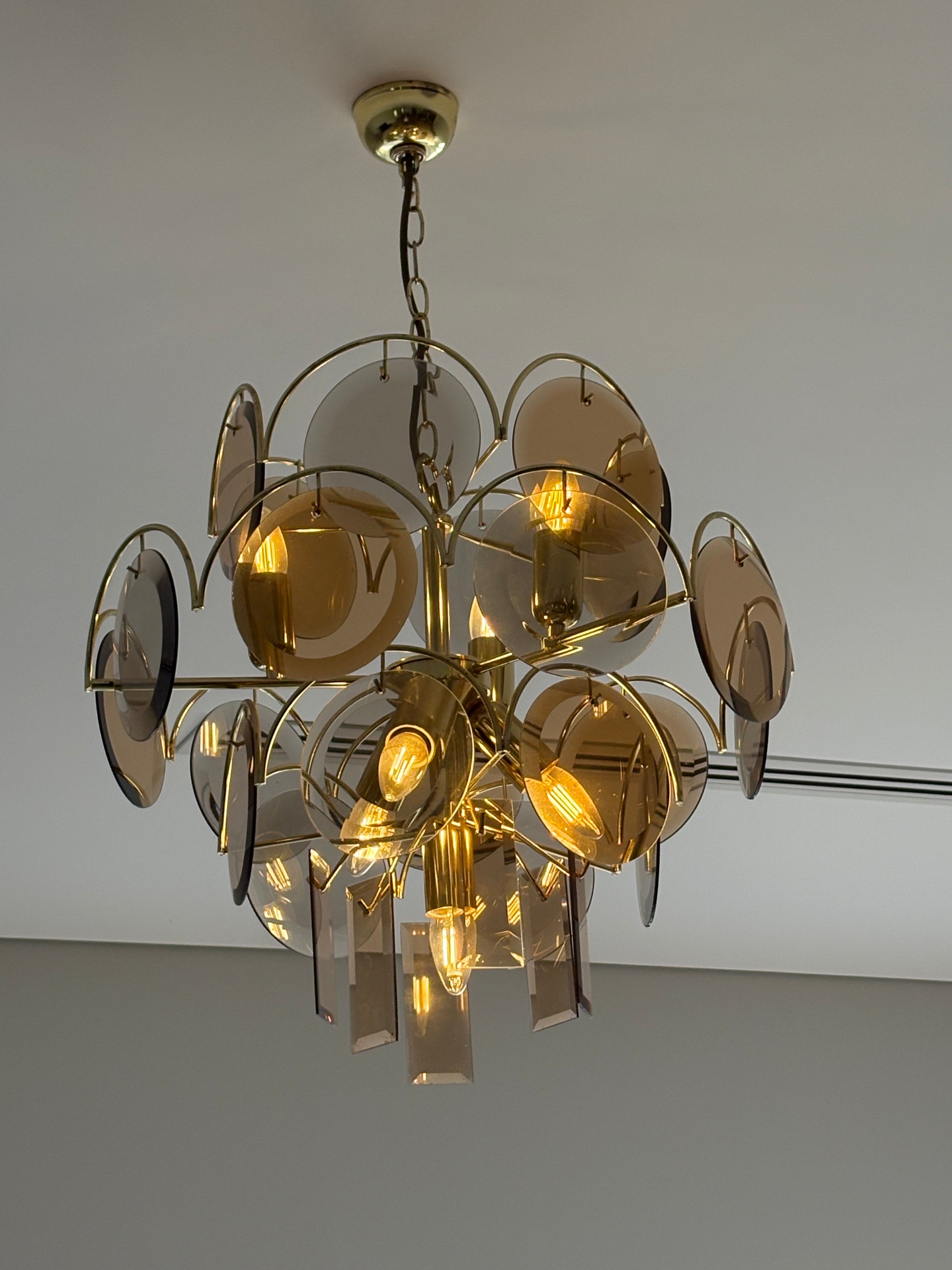 Vintage Murano chandelier with hand-blown glass 1970s