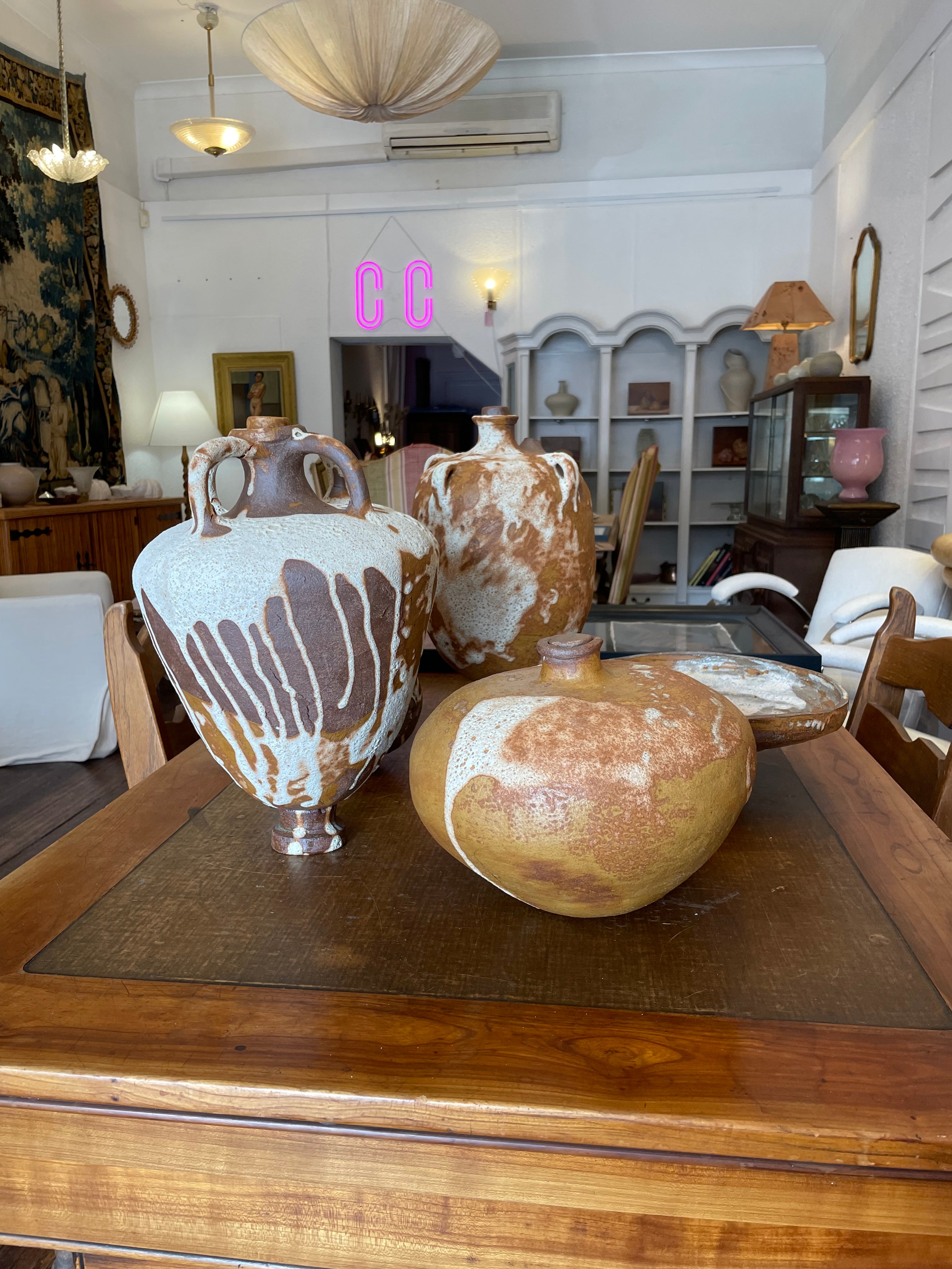 Neutral-toned sculptural ceramic vessel