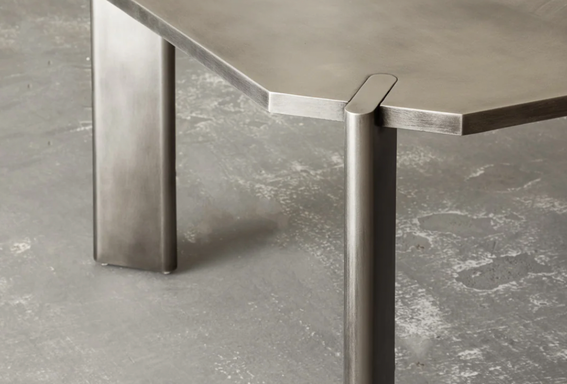Brushed stainless steel contemporary coffee table