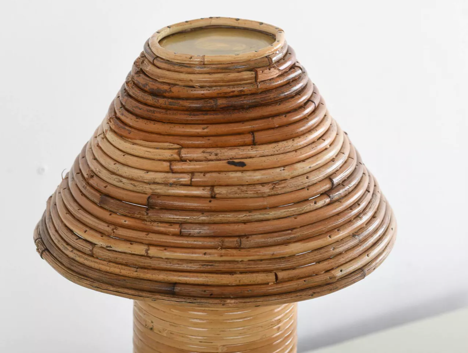 Handcrafted rattan and wicker decorative lamp