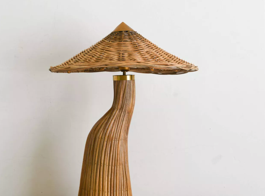 Mushroom rattan table lamp H65 x W48 x D16 cm