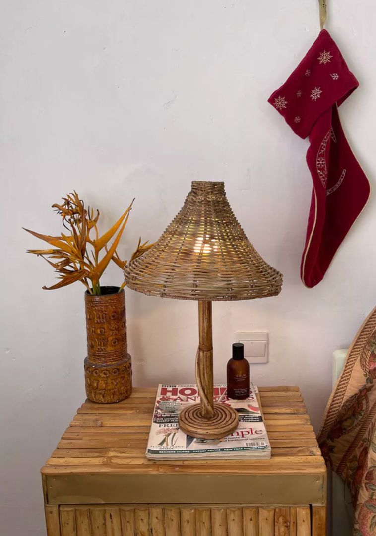 Boho mid-century natural table lamp