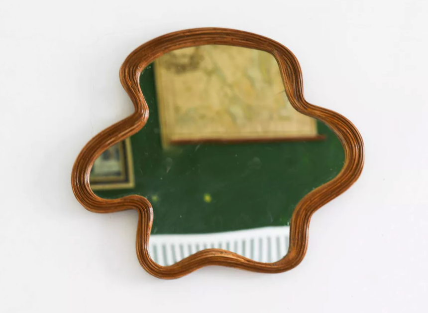 Handcrafted rattan decorative mirror