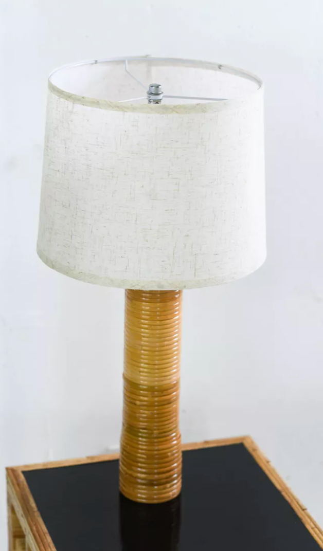 Mid-century modern rattan table lamp