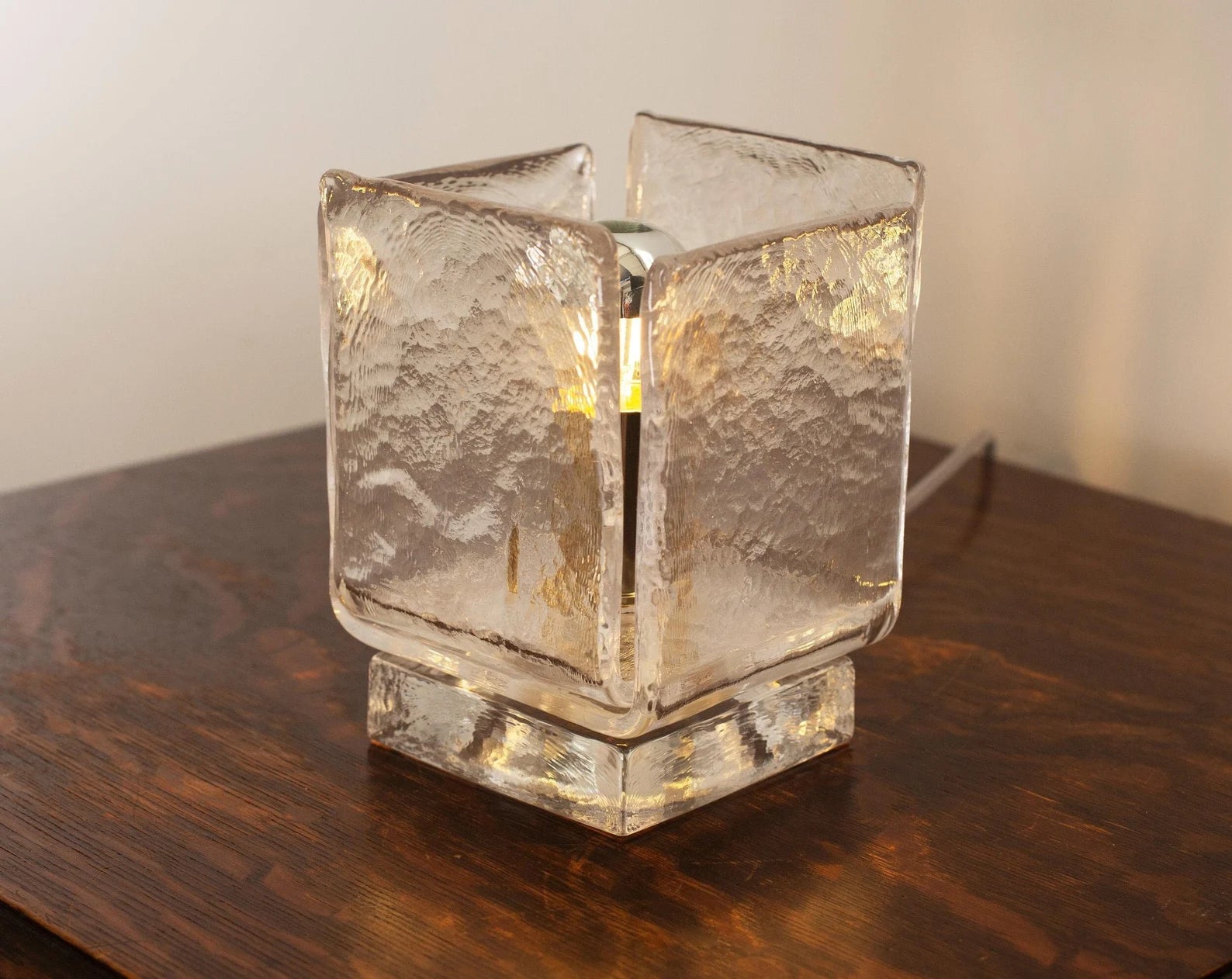 Handmade Italian clear Murano table lamp