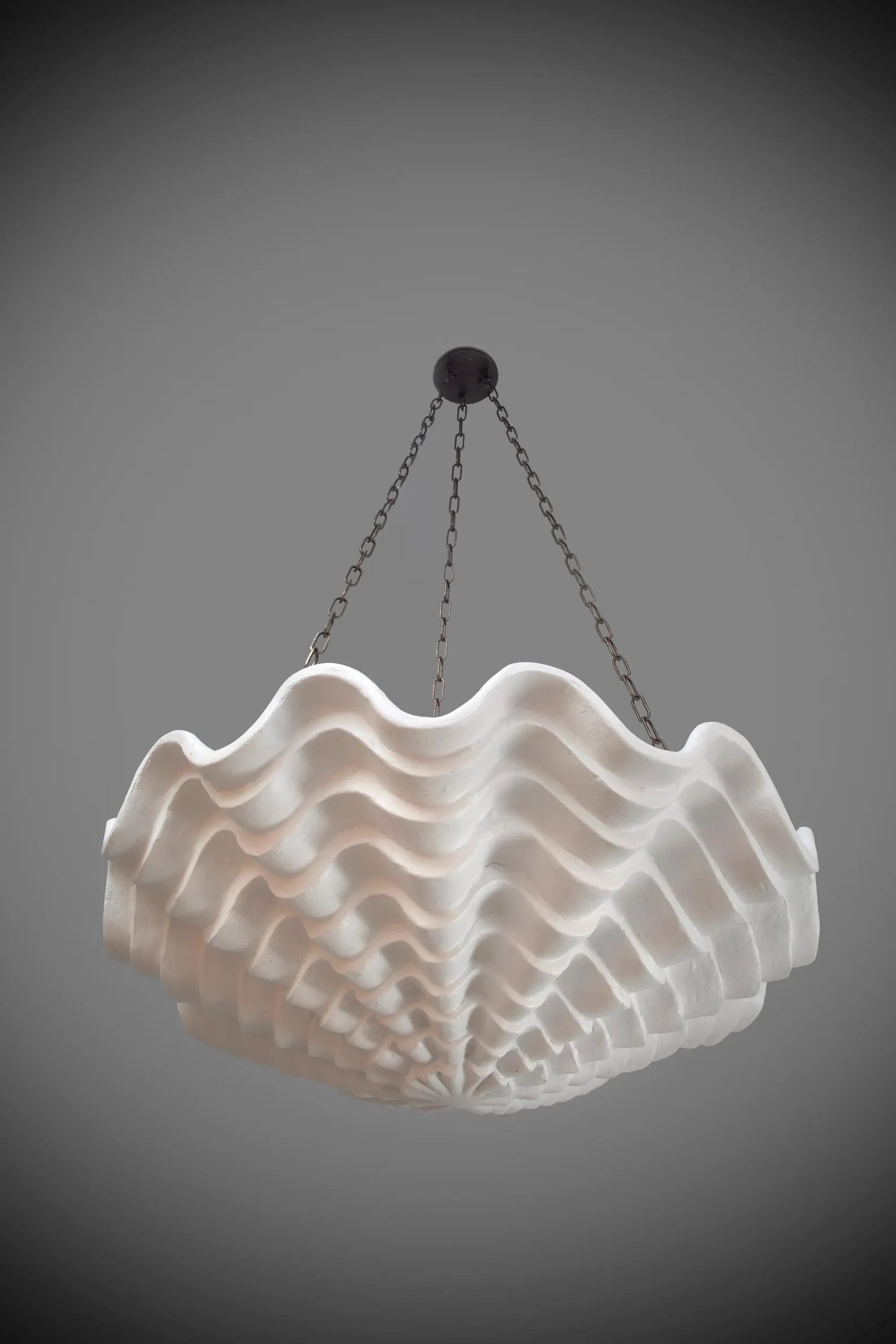 Plaster Clam Chandelier – 80cm Wide with Oval Antique Bronze Chain