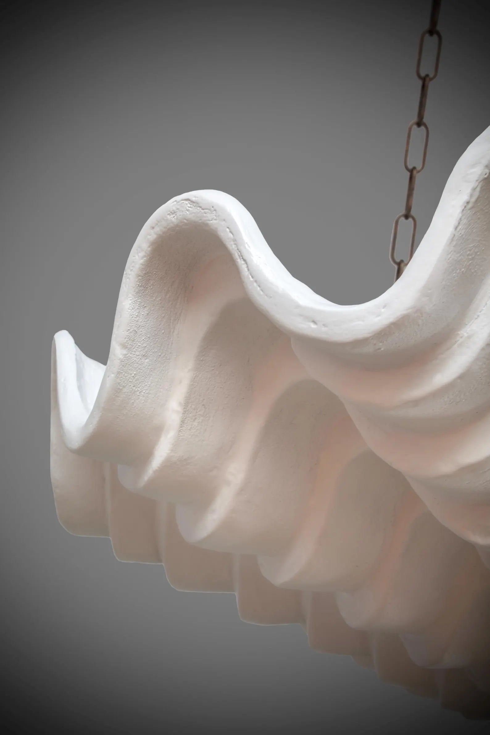 Plaster Clam Chandelier – 80cm Wide with Oval Antique Bronze Chain