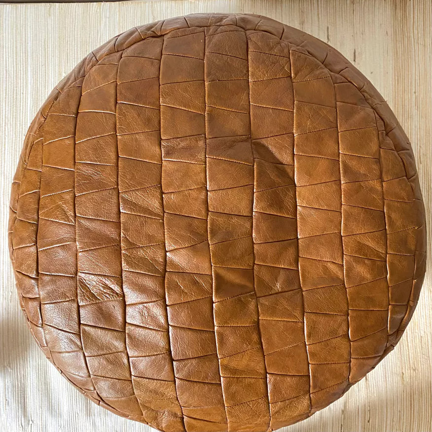 Mid-century Swiss leather pouf